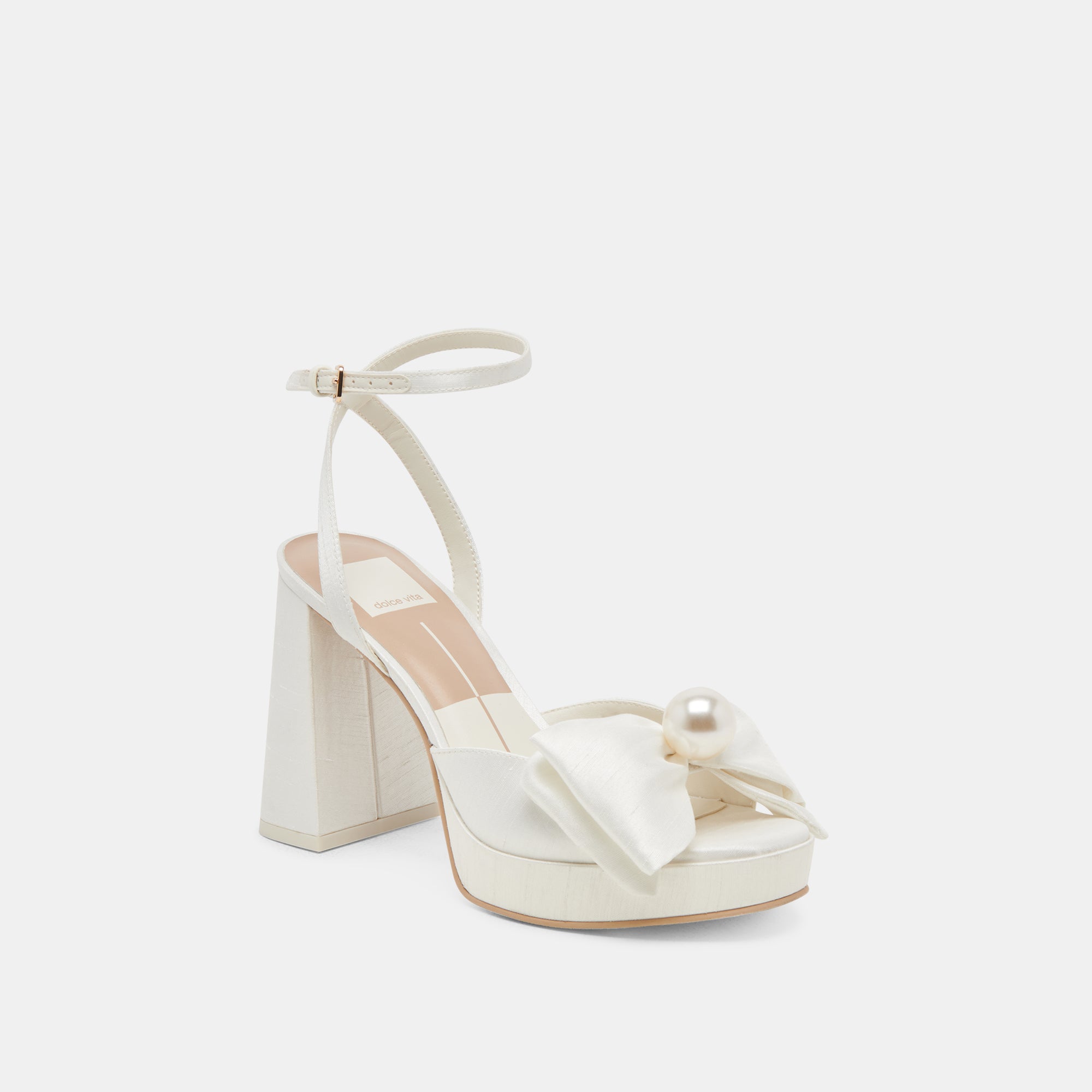 Patton Women's Wide Heels in Ivory Satin - Elegant Comfort for Weddings, Parties & Special Occasions