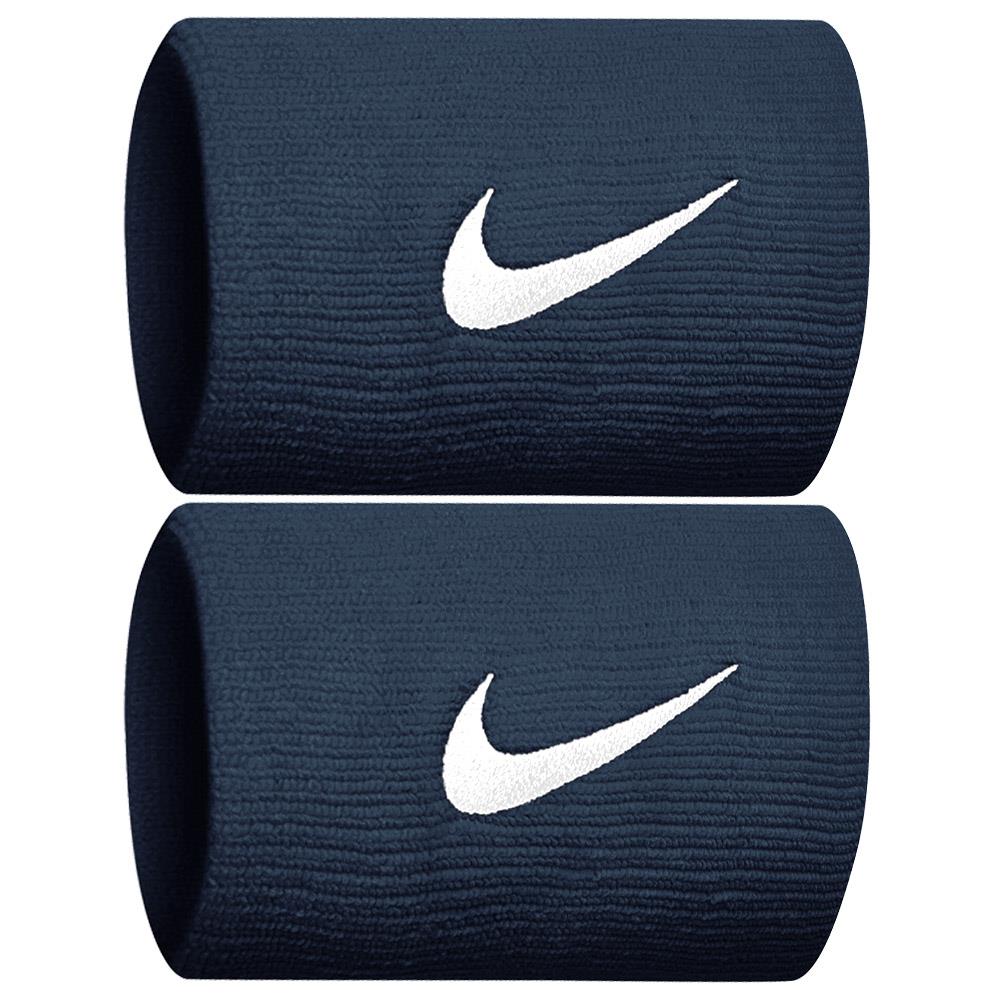 Nike Premier Doublewide Wristbands - Obsidian/White - Sweat Absorbent Sports Wristbands for Basketball, Tennis & Workout