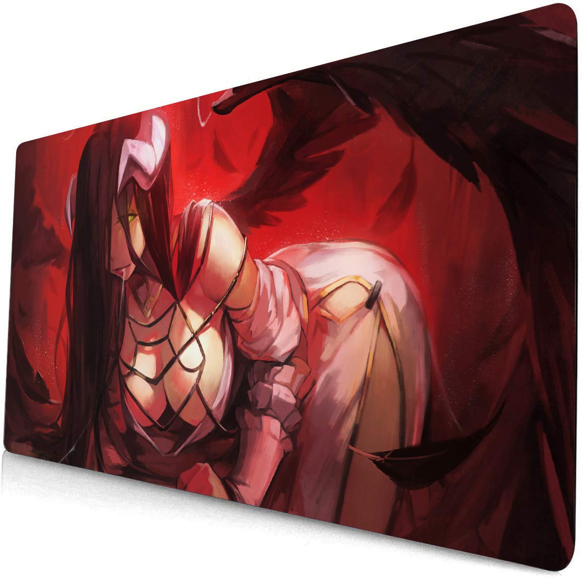 Premium Anime Game Desk Mat - Large Non-Slip Keyboard & Mouse Pad with Albedo Overlord Design for PC Gaming, Office Work & Home Computer Setup (35.4 x 15.7 Inches)
