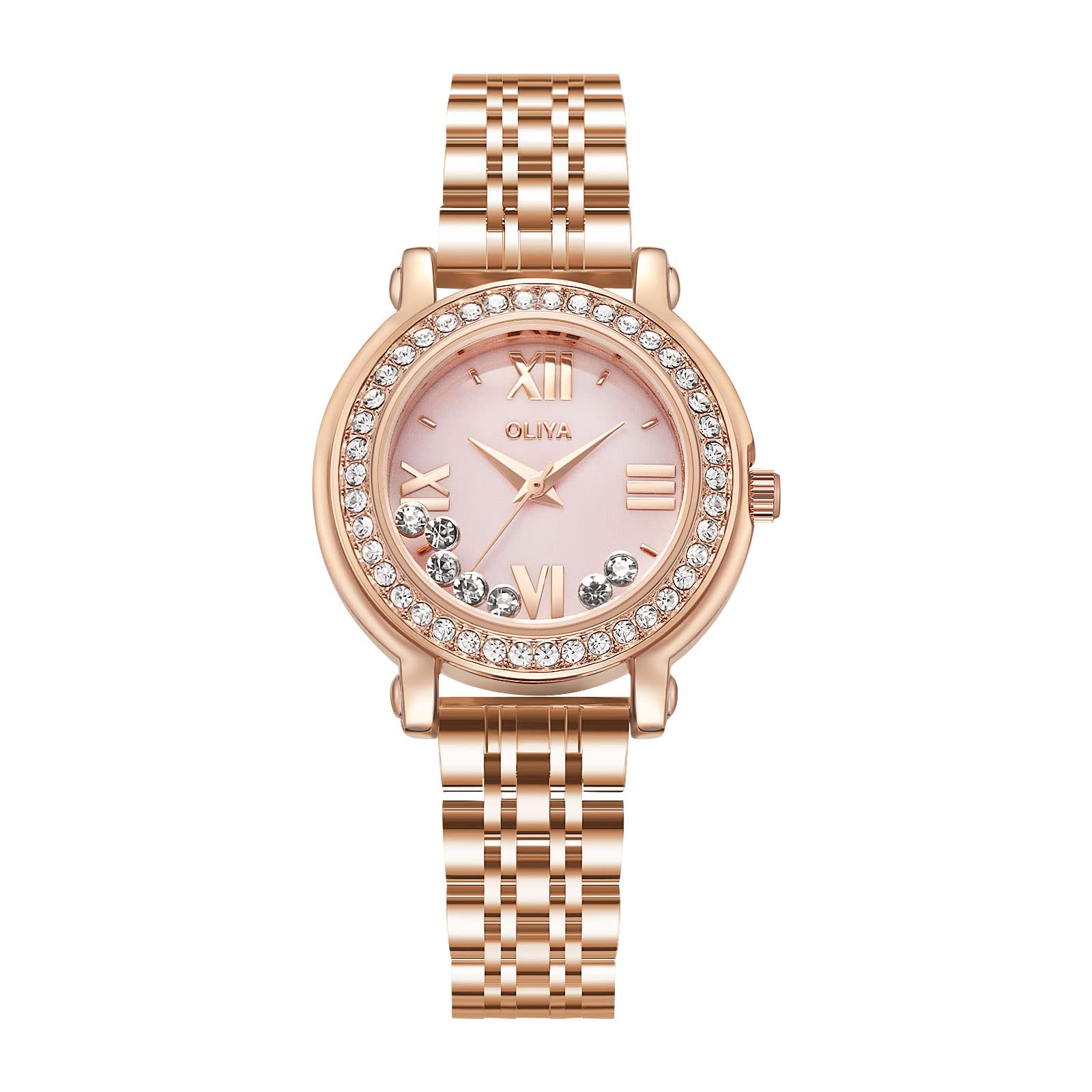 SCAFATI Women's Diamond Quartz Watch - Elegant Ladies Wristwatch with Genuine Leather/Stainless Steel Band - Perfect for Office, Party & Everyday Wear