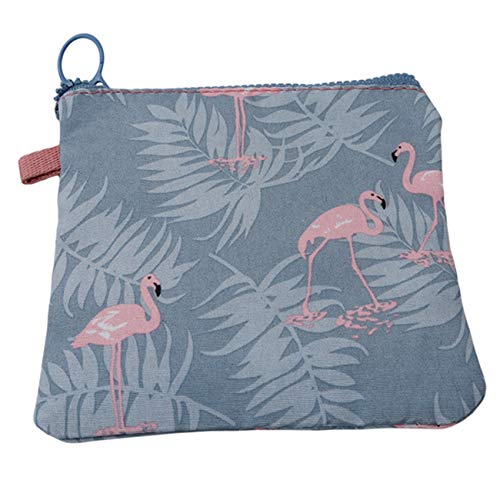ZALING Flamingo Floral Print Sanitary Napkin Pouch - Waterproof Zippered Cosmetic Bag for Women & Girls | Travel Organizer, Makeup Bag, Feminine Hygiene Storage (Pink)