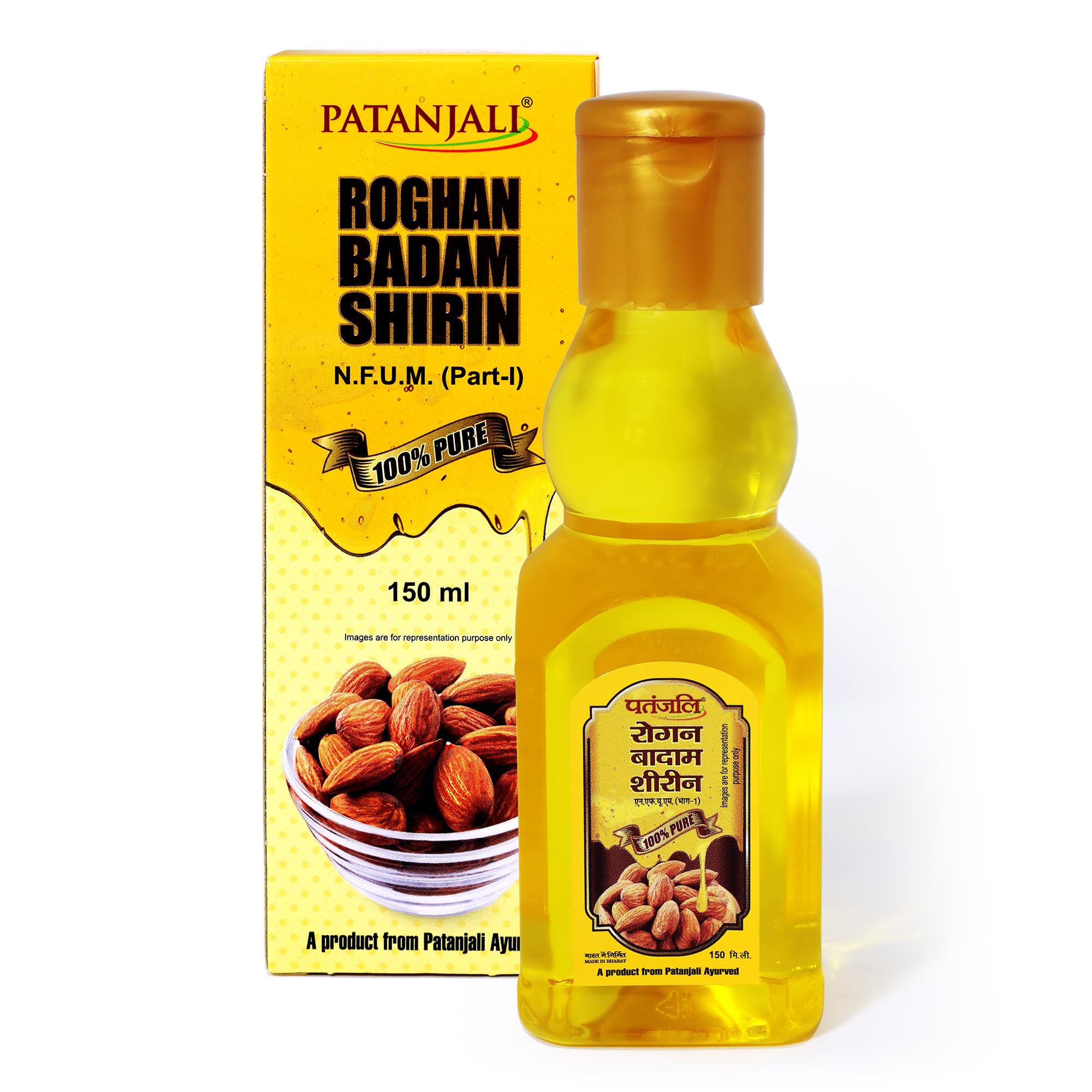 Patanjali Rogan Badam Oil 150ml | 100% Pure Almond Oil for Hair Growth & Skin Care | Natural Moisturizer for Dry Scalp, Face & Body | Ayurvedic Treatment for Healthy Hair & Glowing Skin
