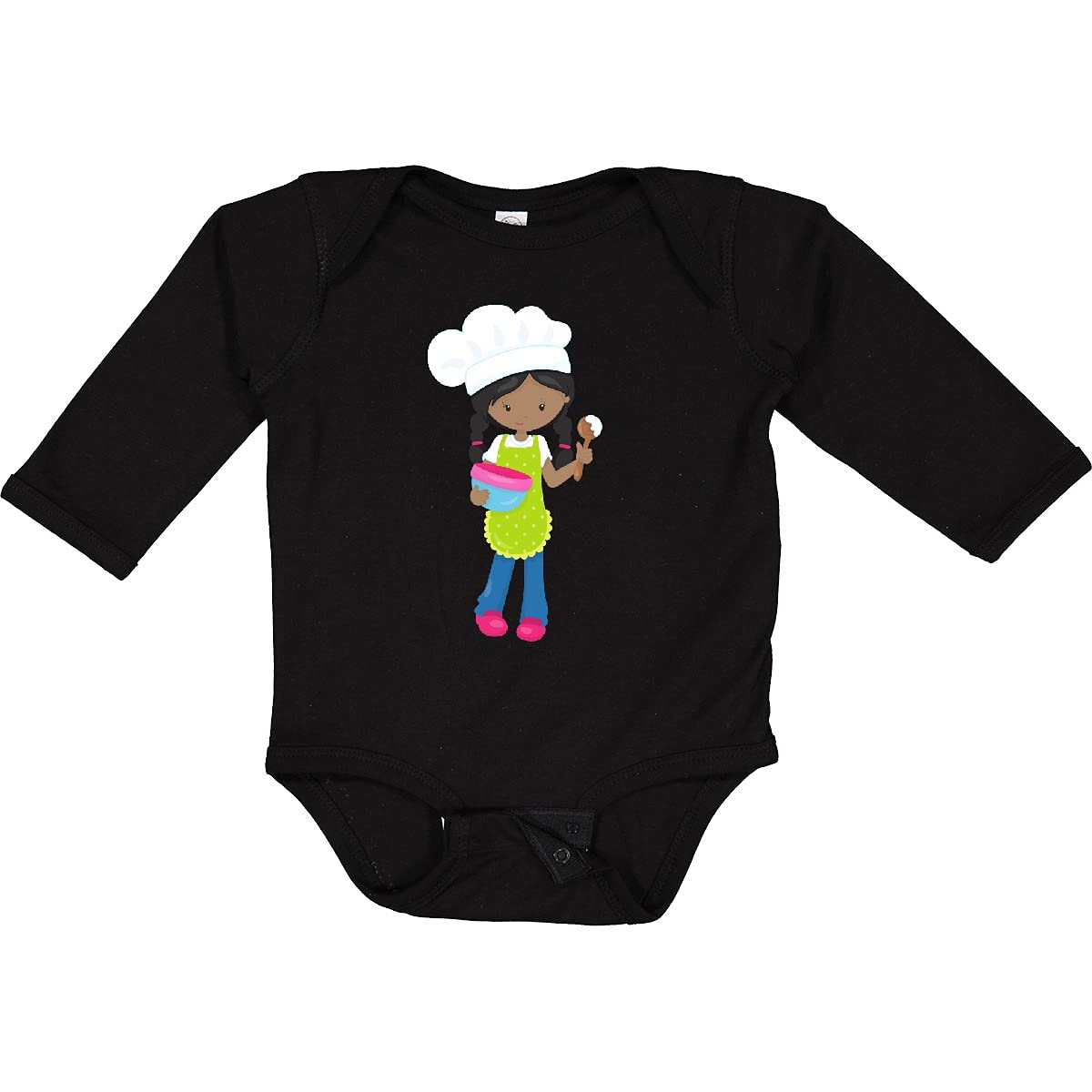 Inktastic African American Girl Baking Baker Bakery Long Sleeve Creeper - Perfect for Baking Enthusiasts, Professional Chefs, and Kitchen Lovers