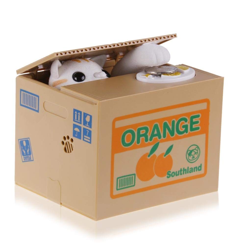 Automatic Panda Coin Bank - Money Saving Piggy Bank with Stealing Cat Design for Kids, Children's Birthday Gifts & Home Decor (White Cat) - Perfect for Teaching Kids Financial Responsibility & Fun Coin Collection