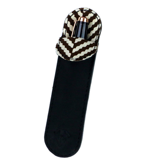 Dee Charles Designs Single Sleeve Pen Carrying Case - Premium Leather Pencil Holder for Artists & Writers, Midnight Black - Perfect for Office, School & Travel Organization