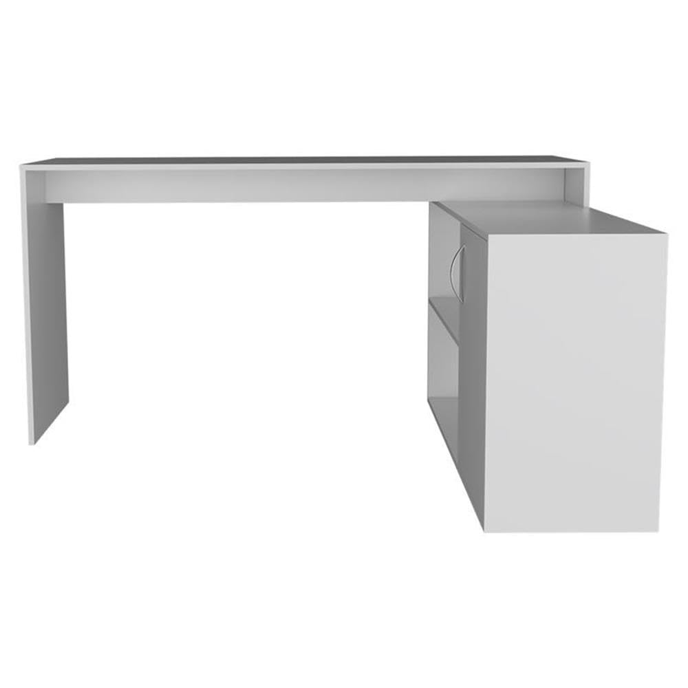 White TUHOME Axis L-Shaped Desk - Engineered Wood for Home Office