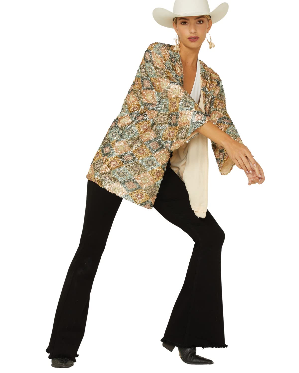 Sparkly Sequin Cardigan for Women - Elegant Long Sleeve Open Front Shrug - Perfect for Parties, Weddings & Evening Events