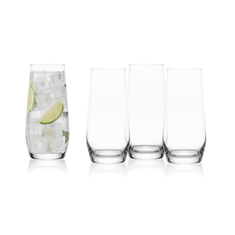 Premium Samantha Set of 4 Crystal Clear Highball Glasses for Cocktails, Iced Tea & Juice - Perfect for Home Bar, Parties & Gift Giving