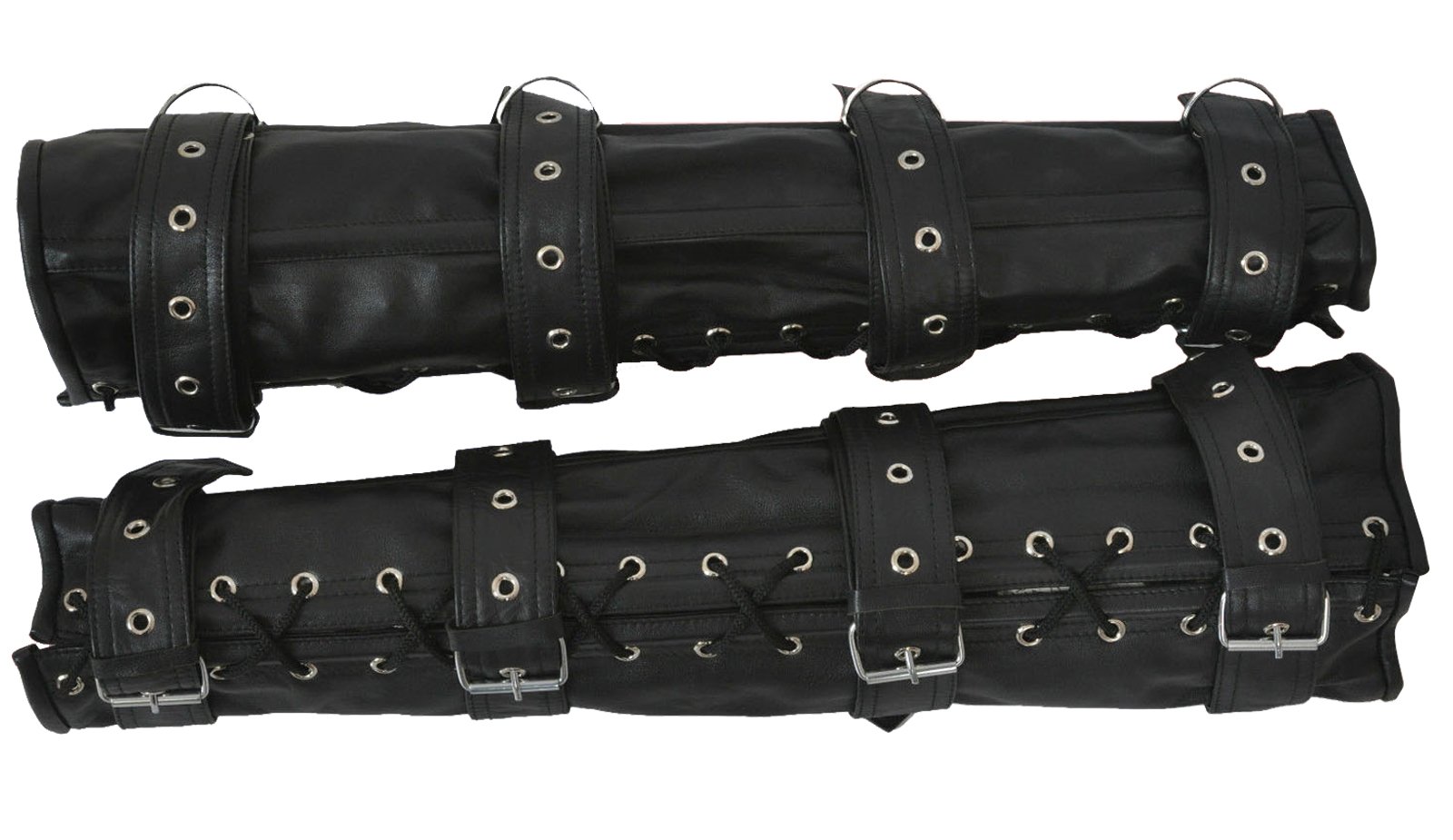 Premium Black Cow Leather Bondage Restraint Set - 4 Piece Arm & Leg Binders for Men - Perfect for BDSM, Role Play & Couples Bondage Scenes