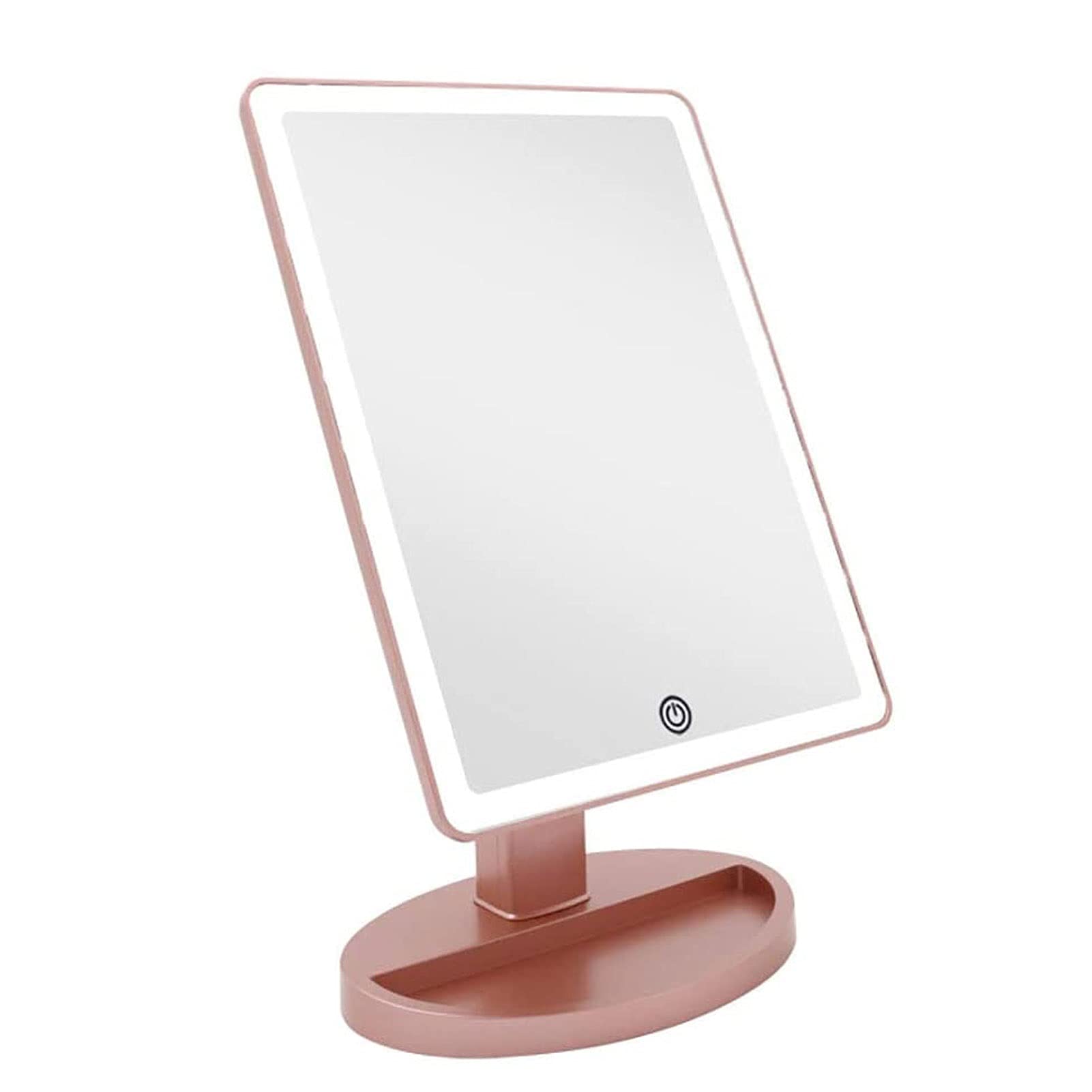 YUNZHONG LED Makeup Mirror with Storage Pocket - Adjustable Desktop Vanity Mirror with Lights for Professional & Home Makeup Application - Perfect for Bedroom, Bathroom & Dressing Room