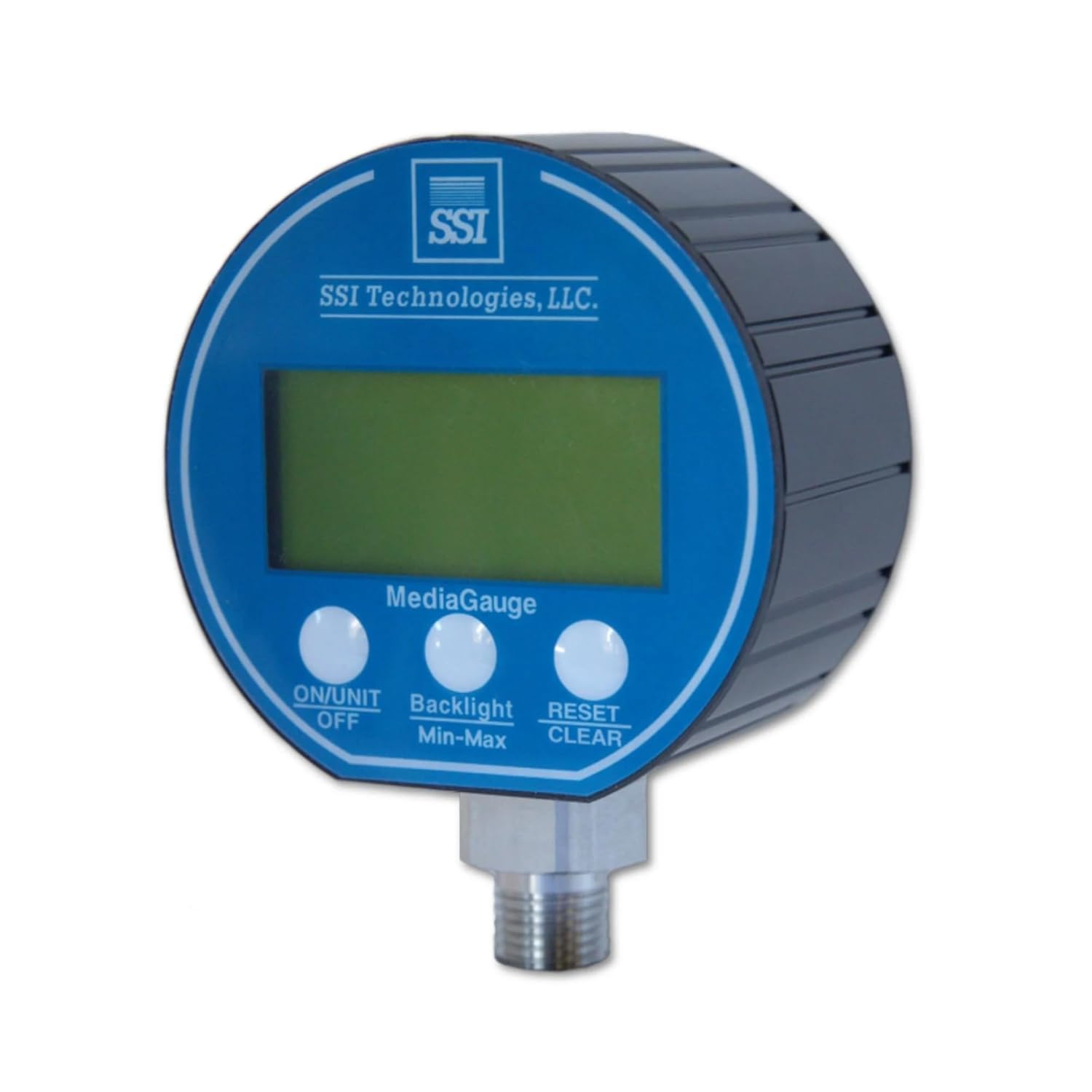 SSI Technologies MG-15-A-9V-R Digital Pressure Gauge Sensor with LCD Display - 15psig Operating Pressure, 9V Battery, 0.50% Accuracy, 1/4-18 NPT Male Connector | Ideal for Industrial Automation, Hydraulic Systems & Process Control Applications
