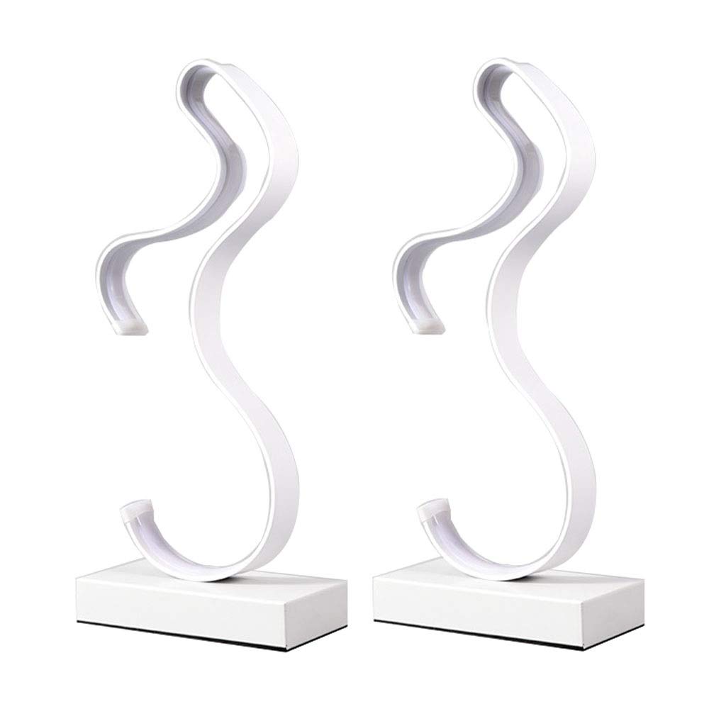 TOMYEUS Modern LED Table Lamp - Minimalist Curved Bedside & Desk Lamp with Adjustable Brightness, White - Perfect for Living Room, Bedroom, Office & Study Lighting
