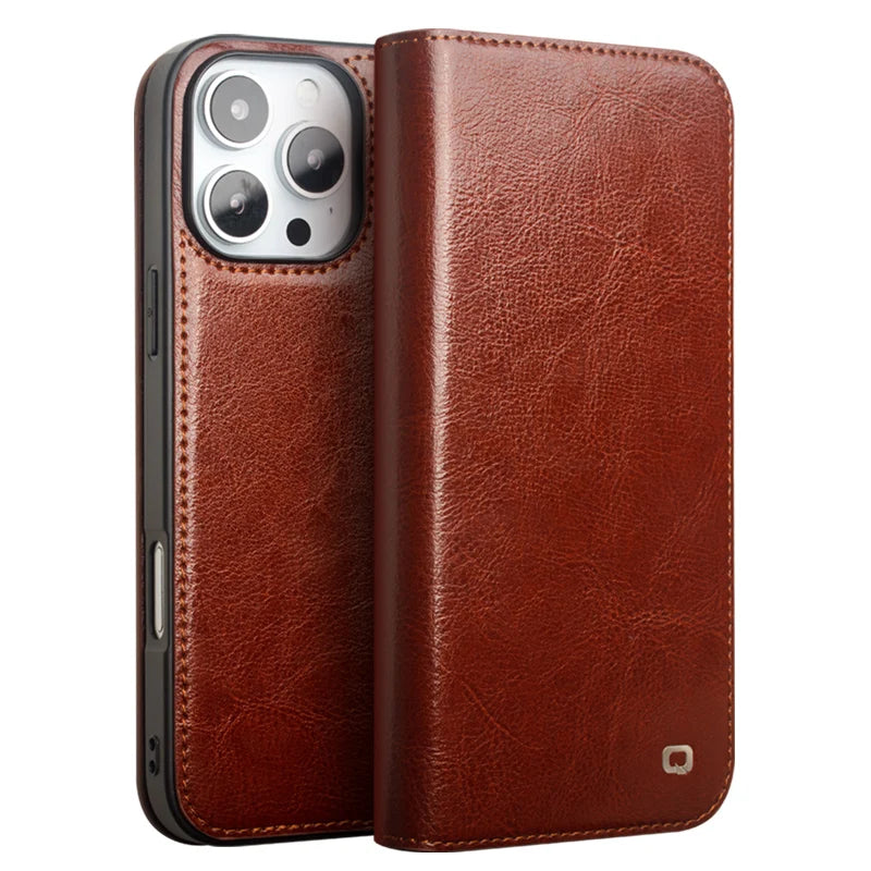 QIALINO Genuine Leather Case for iPhone 16 Pro Max - Premium Protection & Slim Fit - Perfect for Business, Travel & Everyday Use