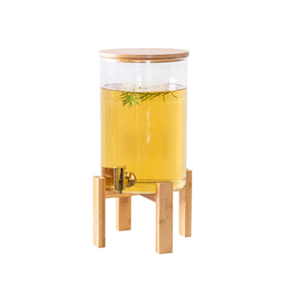 2 Gallon Glass Drink Dispenser with Wooden Stand & Stainless Steel Spigot - BPA-Free Borosilicate Glass Pitcher for Hot/Cold Beverages, Juice, Beer, Punch, Iced Tea - Perfect for Parties, BBQs, Weddings & Home Entertaining