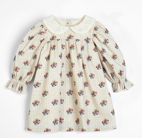 CERA UNA VOLTA Frankie Baby Dress - Organic Cotton Floral Print Dress for Girls 18-24 Months | Perfect for Special Occasions, Photoshoots & Everyday Wear