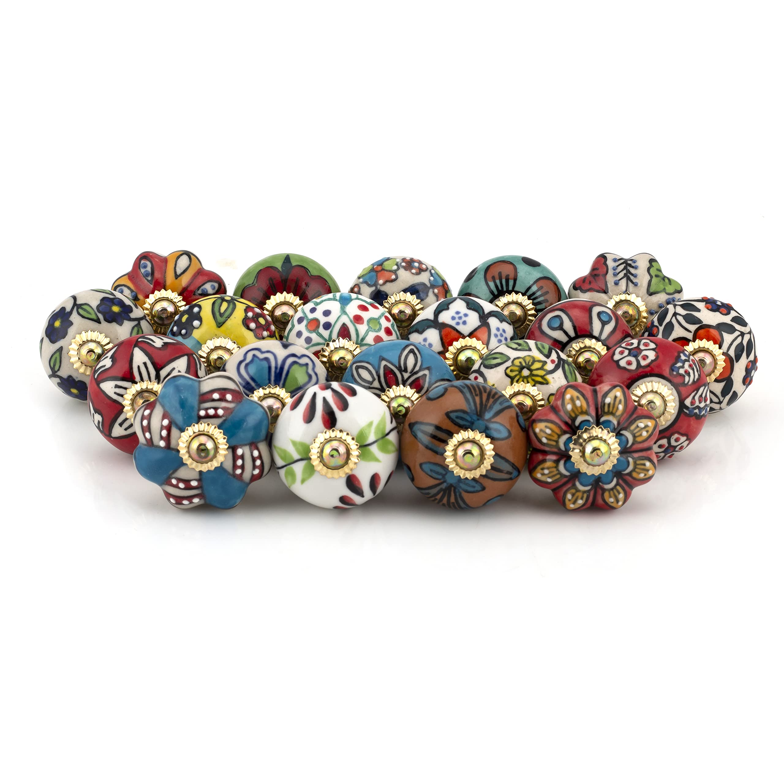 Colorful Ceramic Drawer Knobs - Pack of 20 for Kitchen Cabinets & Wardrobes