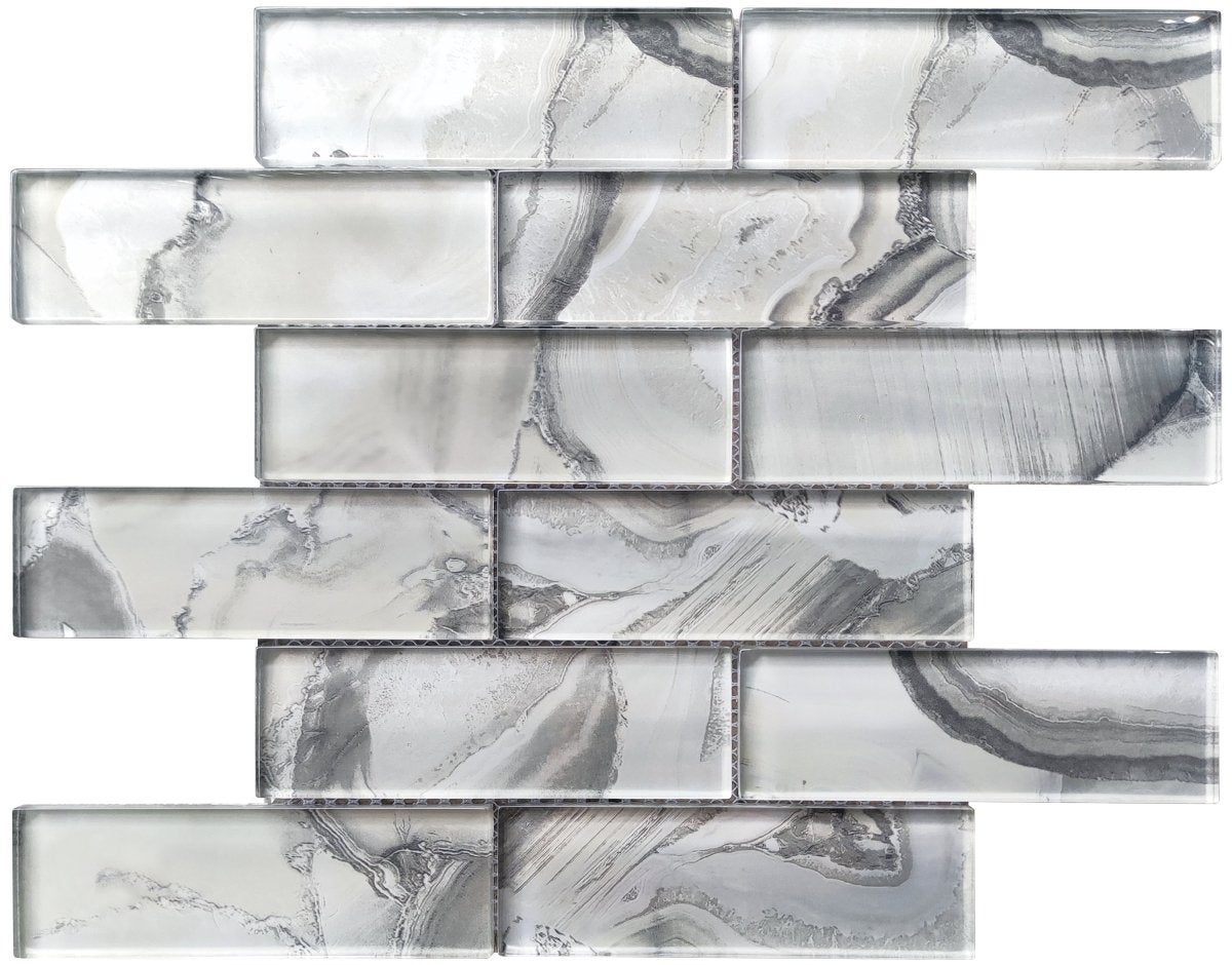 12x12 Inch White Glossy Glass Mosaic Tile - Peel & Stick Backing for Kitchen Backsplash, Bathroom Wall, and DIY Home Decor Projects