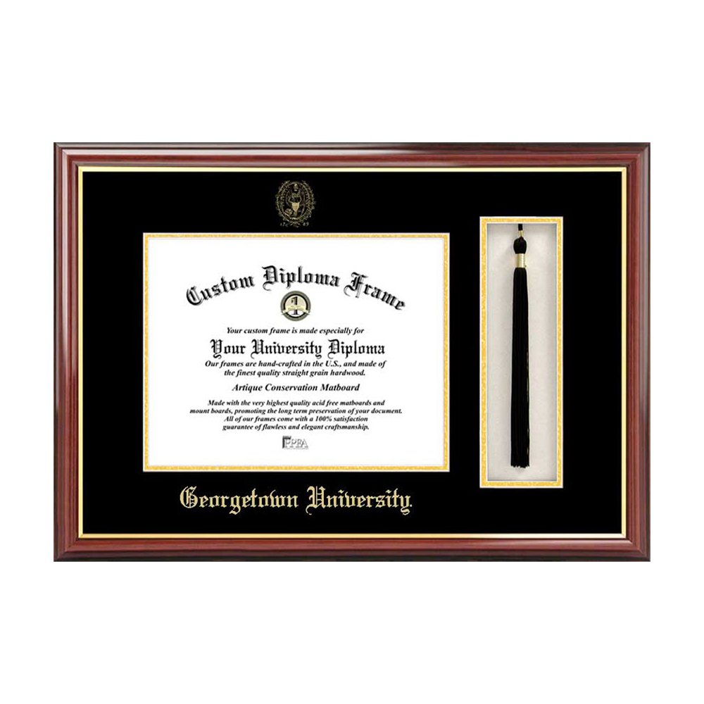 Georgetown University Graduation Tassel Box and Diploma Frame Set - Perfect for Displaying Diplomas & Memorabilia in Home or Office