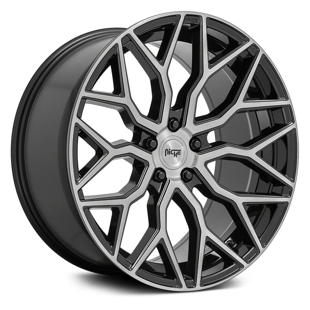 NICHE M262 MAZZANTI Gloss Black Brushed FACE Wheel 19x9.5 Inches 5x120mm Bolt Pattern 35mm Offset - Premium Aluminum Alloy Rims for BMW, Mercedes, Audi - Perfect for Street Performance & Custom Car Builds