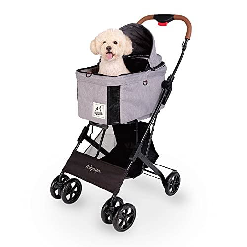 **iBiyaya 3-in-1 Pet Stroller, Carrier & Car Seat for Small Dogs & Cats up to 33 lbs – Lightweight 4-Wheel Travel Stroller with Dog Travel Bag & Booster Seat – Ideal for Vet Visits, Shopping & Outdoor Adventures (Gray)**