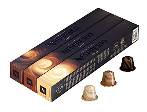 Nespresso OriginalLine Barista Creations Coffee Capsules Assortment - Chiaro, Corto & Scuro (30 Count) | European Version | Perfect for Lattes, Cappuccinos & Milk-Based Recipes