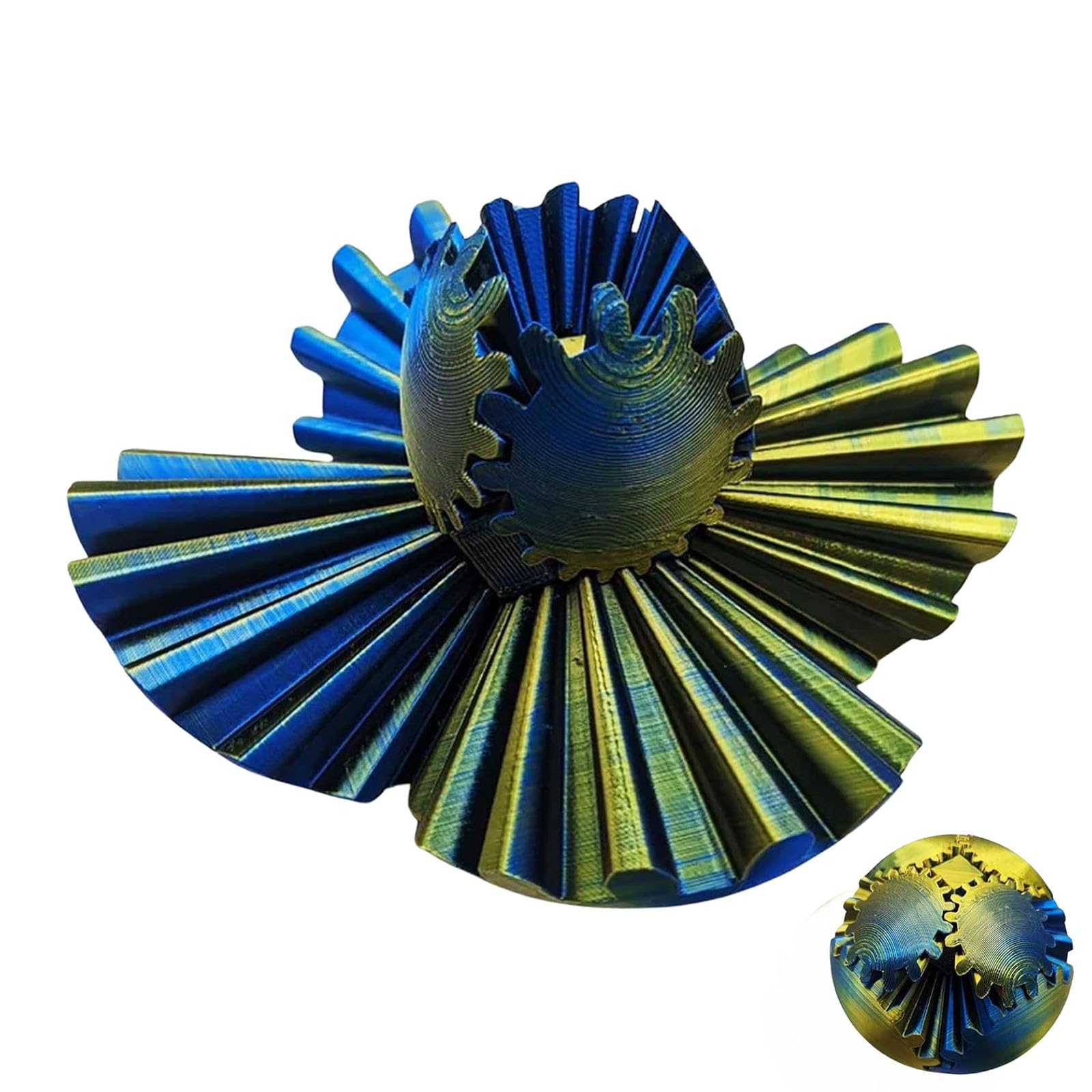 Gear Ball Fidget Toy - 3D Printed Rotating Gear Sphere Cube for Stress Relief & Anxiety, Steampunk Whirling Wonder Desk Toy - Perfect for Office, Home & Travel Relaxation