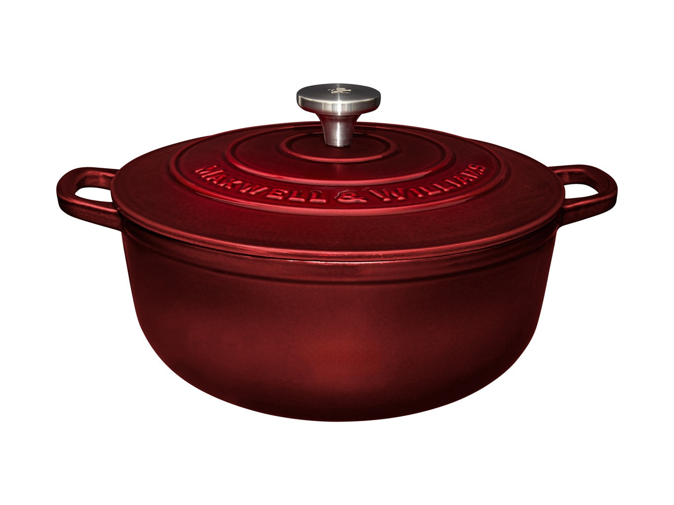Maxwell & Williams 28cm Cast Iron Round Casserole Pot - 6.2L Capacity, Merlot Red, Gift Boxed - Perfect for Slow Cooking, Braising & Serving Dishes in Style
