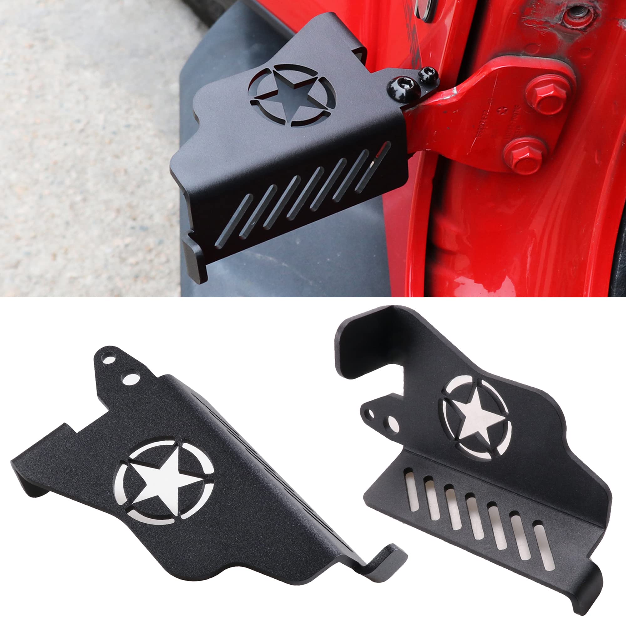 Jeep Wrangler Foot Pegs - Heavy Duty Metal Rest Pedals for 2007-2025 Jeep Wrangler JK JKU JL JLU 4XE & Gladiator JT - 1 Pair Star Design - Perfect for Off-Roading, Camping & Outdoor Adventures