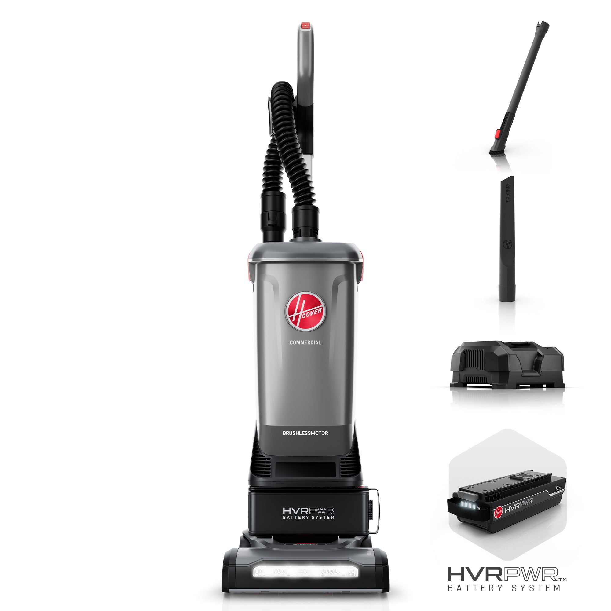 40V Brushless Upright Commercial Vacuum Cleaner - 12 Inch Powerful HVRPWR with Attachments Kit for Deep Cleaning Floors, Carpets & Hard Surfaces in Warehouses, Offices & Large Spaces