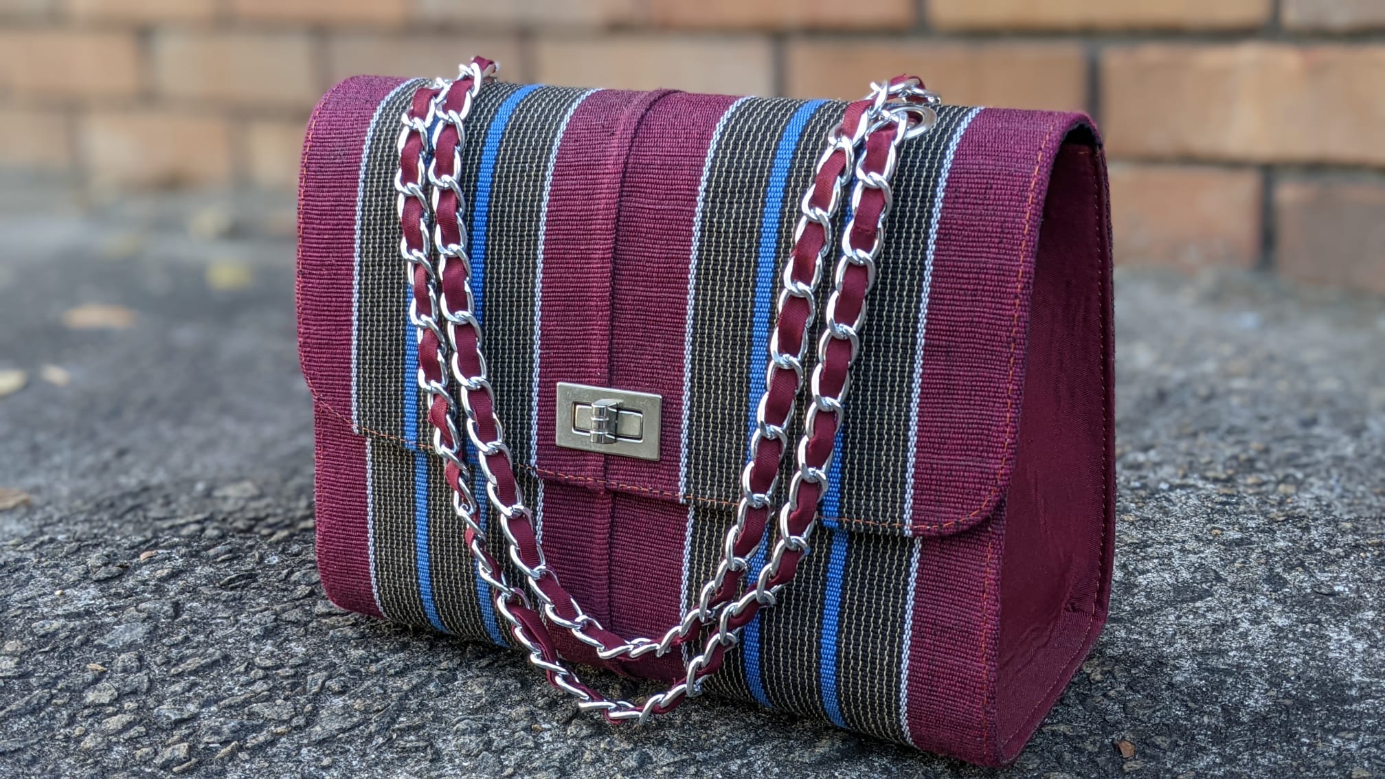 Handmade Striped African Aso Oke Handwoven Bag - Authentic Tribal Purse for Women | Perfect for Weddings, Parties & Cultural Events