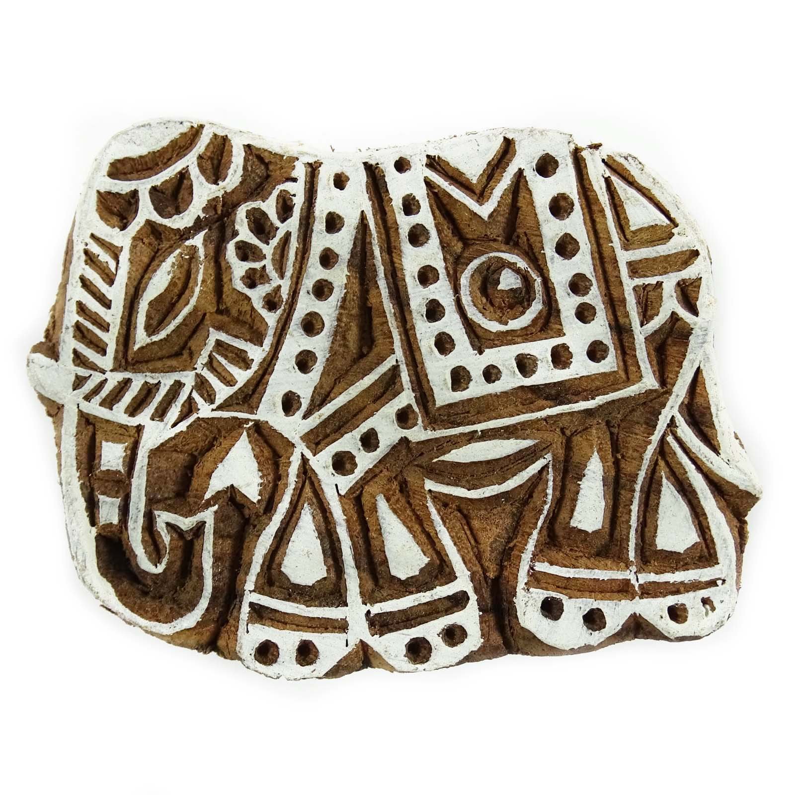 Hand Carved Wooden Elephant Printing Block for Textile & Fabric Stamping - DIY Art Stamp for Home Decor, Scrapbooking & Craft Projects