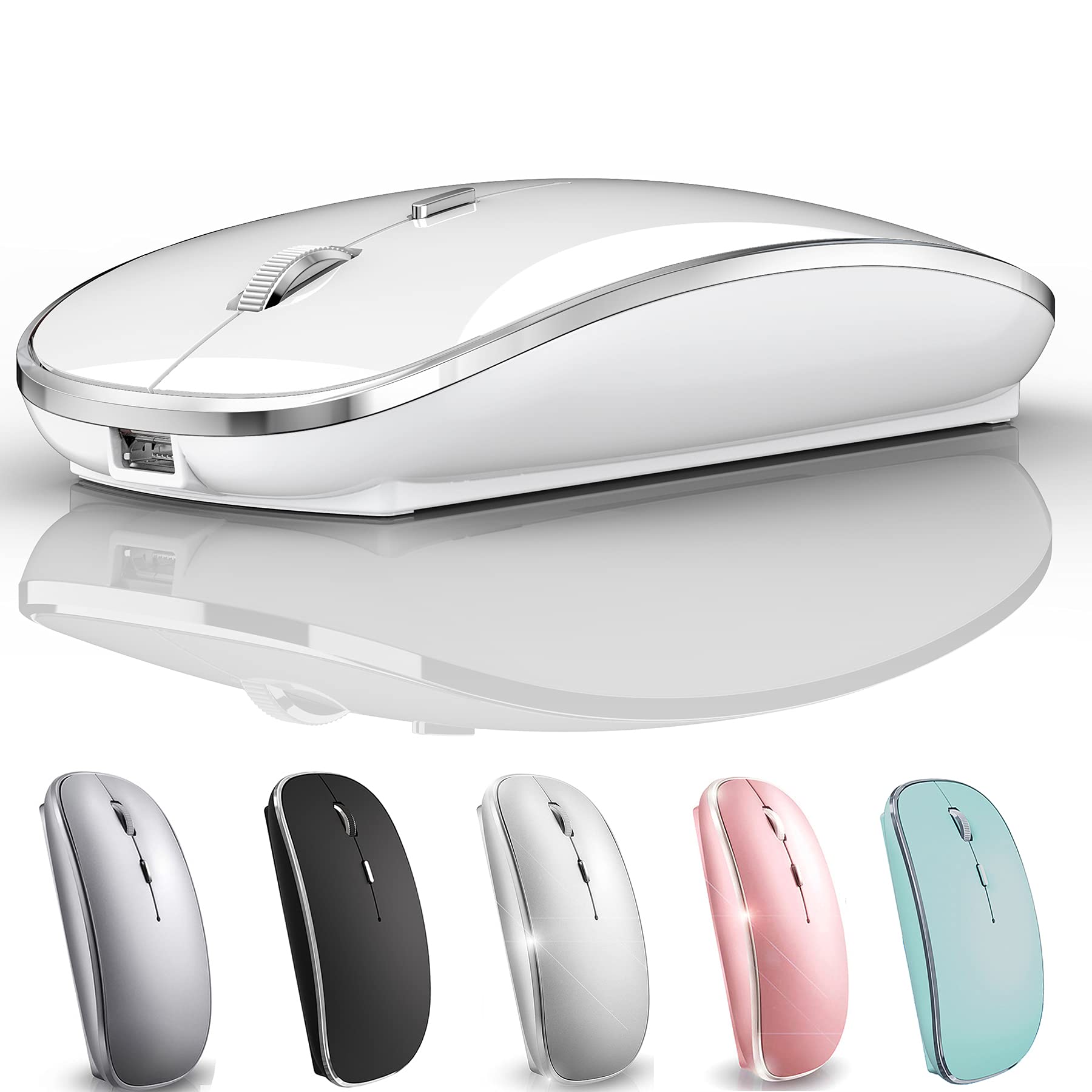 Wireless Bluetooth Mouse for iPad Pro, iPad Air, MacBook Pro, MacBook Air, Chromebook - Compatible with Windows 10/11, HP, Dell PCs - Perfect for Office Work, Online Classes & Remote Working