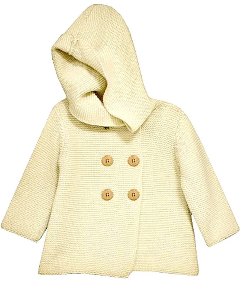 Bonnie Jean Girls' Ivory Cotton Cardigan Sweater Coat - Perfect for School, Parties & Everyday Wear