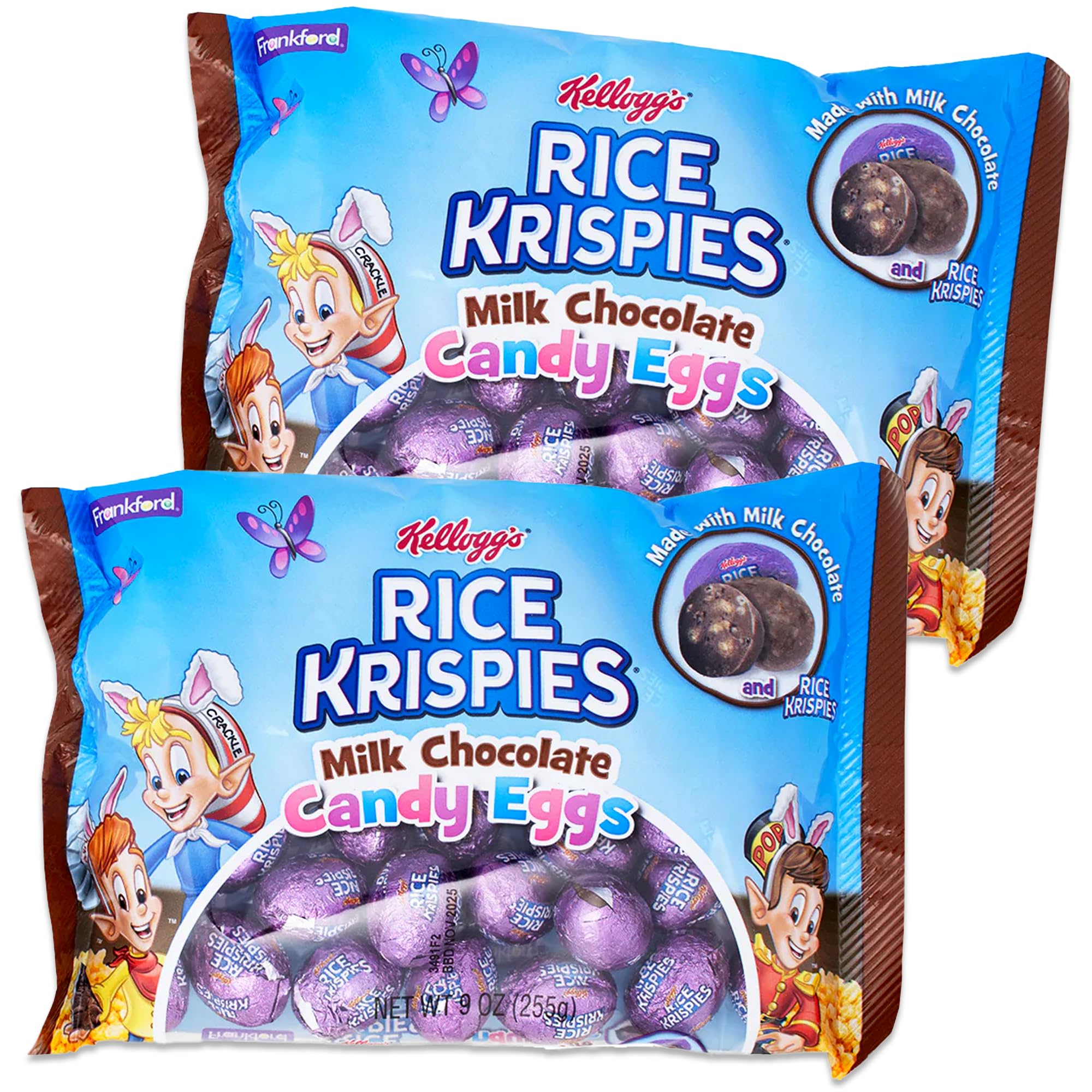 Rice Krispies Easter Chocolate Eggs - 2 Pack (9oz Bags) | Bulk Easter Candy, Chocolate Easter Treats for Baskets & Egg Hunts | Party Favors, Gift Giving & Holiday Snacking
