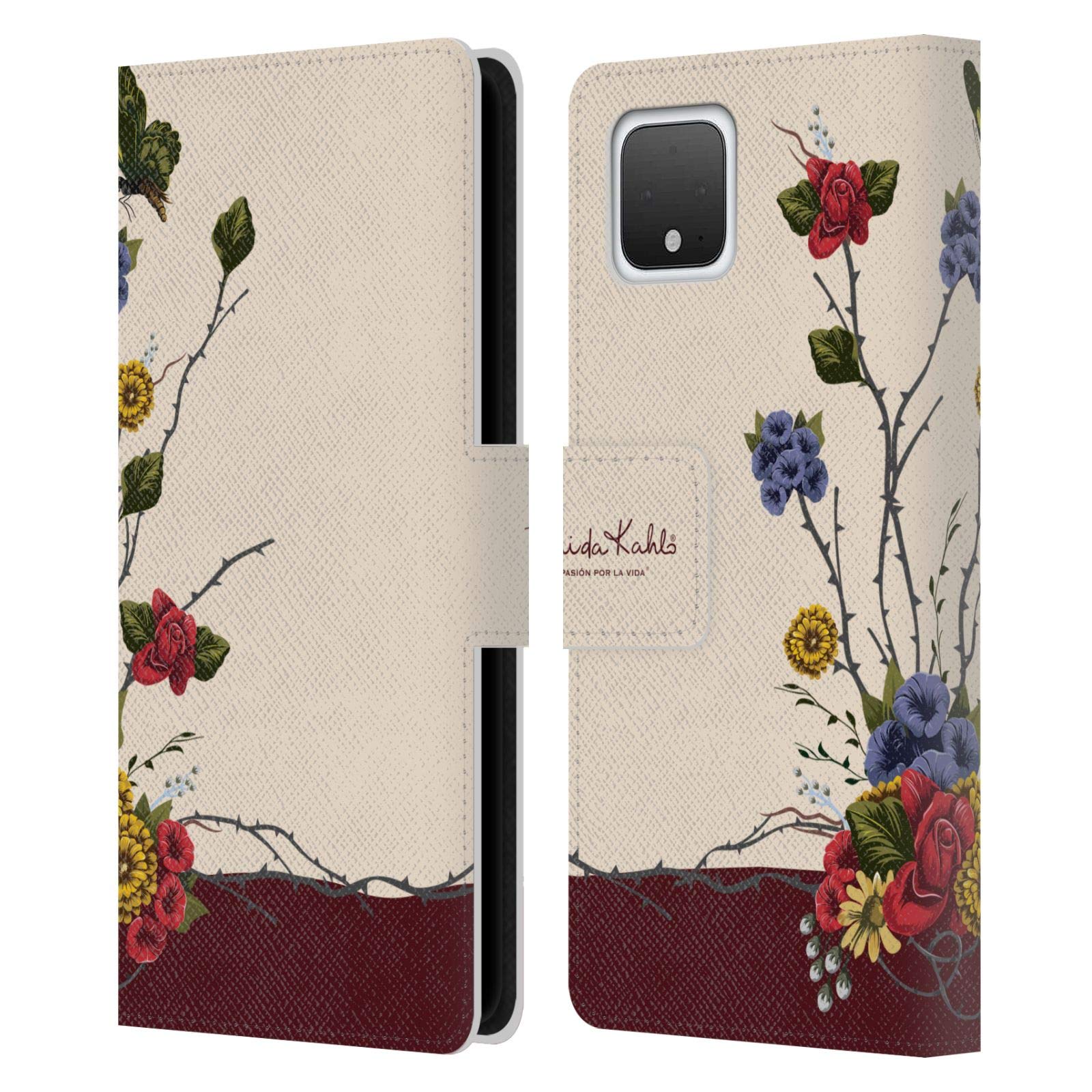 Frida Kahlo Floral Leather Wallet Case for Google Pixel 4 - Stylish Phone Cover for Daily Use