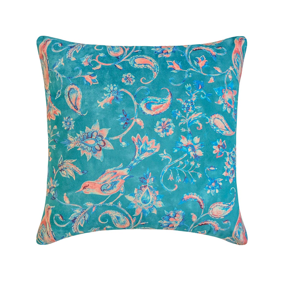 Birdsong Embrace Blue Velvet Throw Pillow Cover - Soft Luxury Decorative Cushion Case for Sofa, Bed, Living Room & Home Decor
