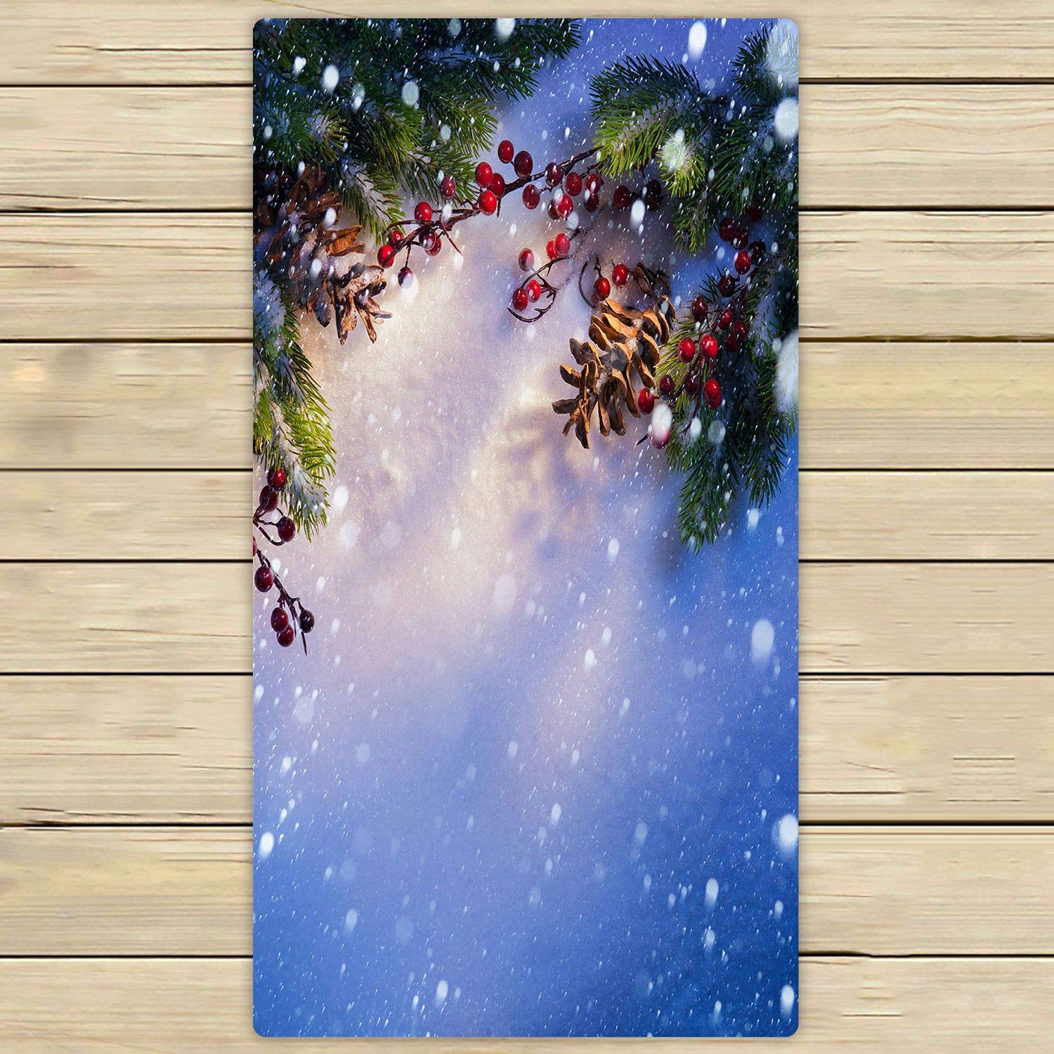 Premium Blue Christmas Snow Towels - 30x56 Inch Large Soft Absorbent Quick-Dry Beach, Bath, Pool, Spa & Travel Towel - Perfect for Holiday Gifts, Winter Getaways & Cozy Home Decor