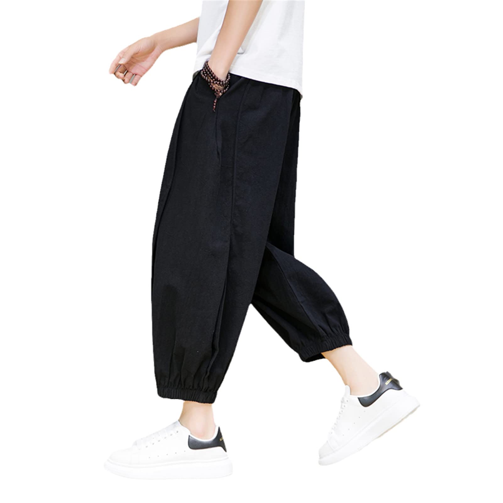 USTZFTBCL Men's Harem Pants - Drop Crotch Joggers & Casual Trousers | Baggy Loose Korean Style Wide Leg Pants for Men | Perfect for Yoga, Lounge Wear & Street Fashion