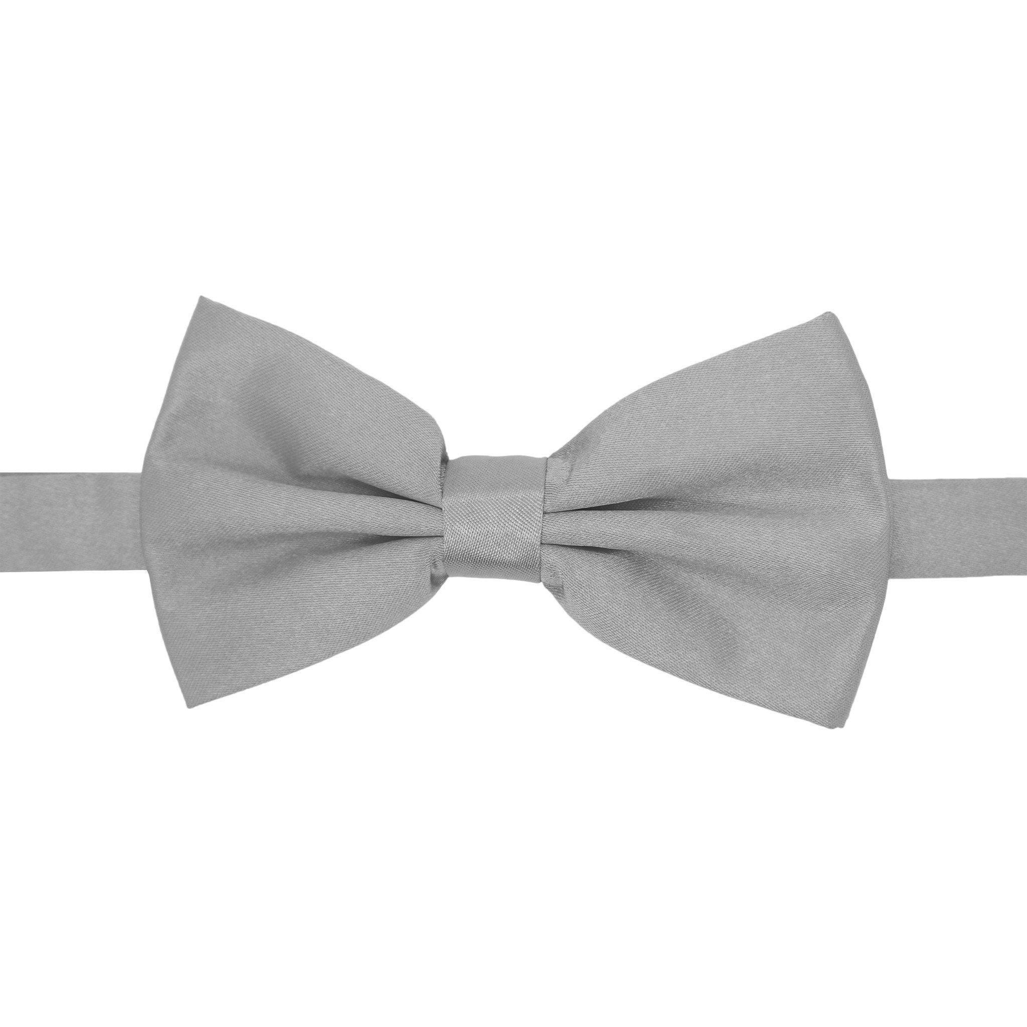 Elegant GIA Grey Satin Adjustable Bow Tie for Men - Perfect for Weddings, Prom, Formal Events & Black Tie Occasions