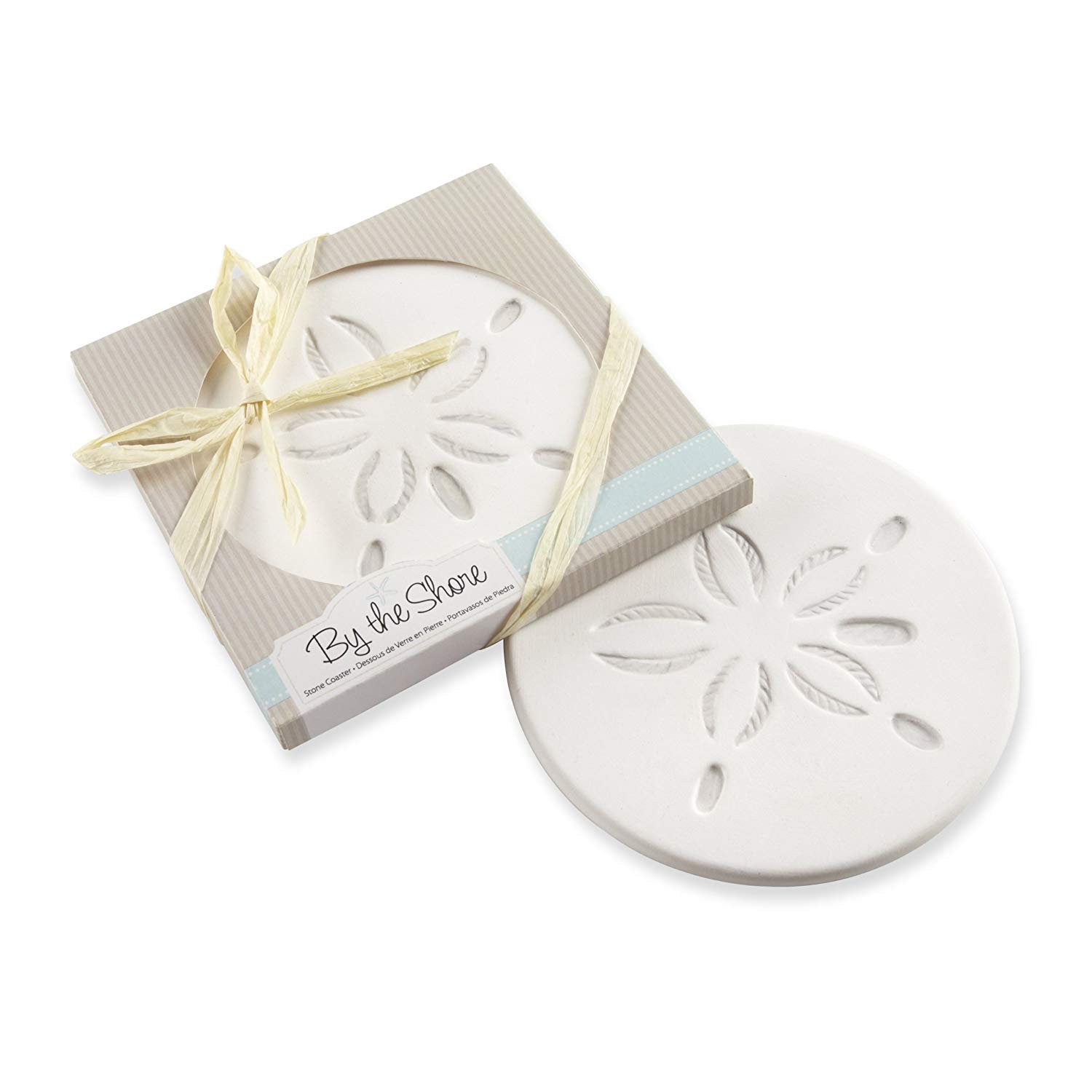 Kate Aspen Coastal Sand Dollar Coasters Set of 6 - Elegant Beach-Themed Table Decor for Weddings, Baby Showers & Parties - Perfect for Summer Entertaining and Coastal Home Decor