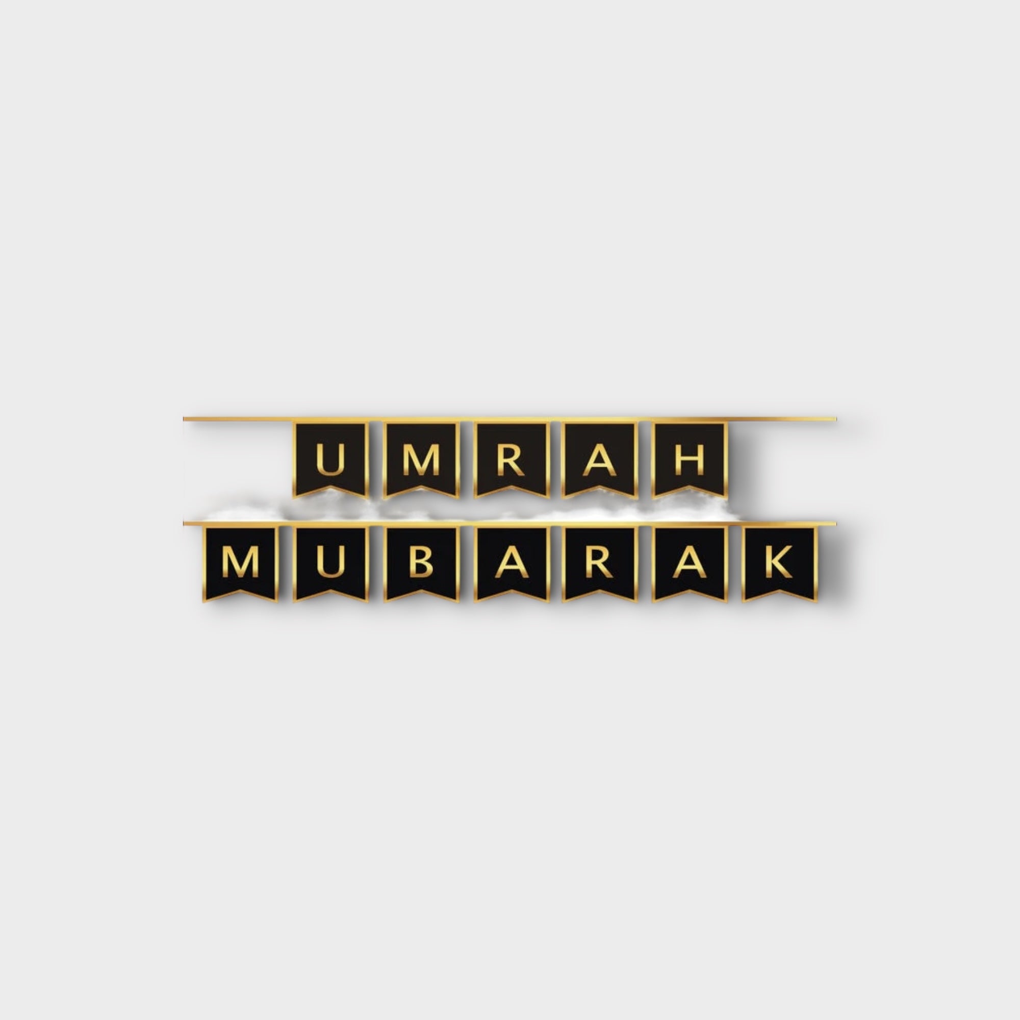 Gold Foil Umrah Mubarak Letter Bunting - Islamic Decoration for Hajj & Eid Celebrations - Perfect for Home, Mosque & Party Decor