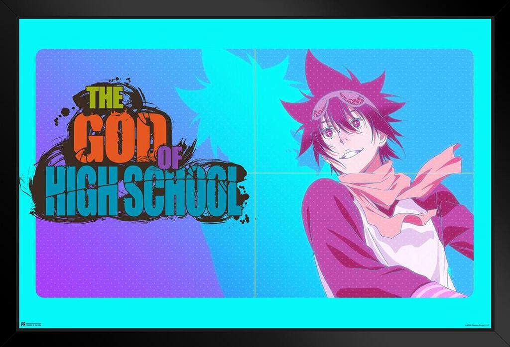 The God of High School Anime Poster - Jin Mori Manga Art Print - Black Wood Framed Wall Decor (14x20 inches) - Perfect for Bedroom, Living Room & Anime Fan Gifts - Official Crunchyroll & Webtoon Merchandise