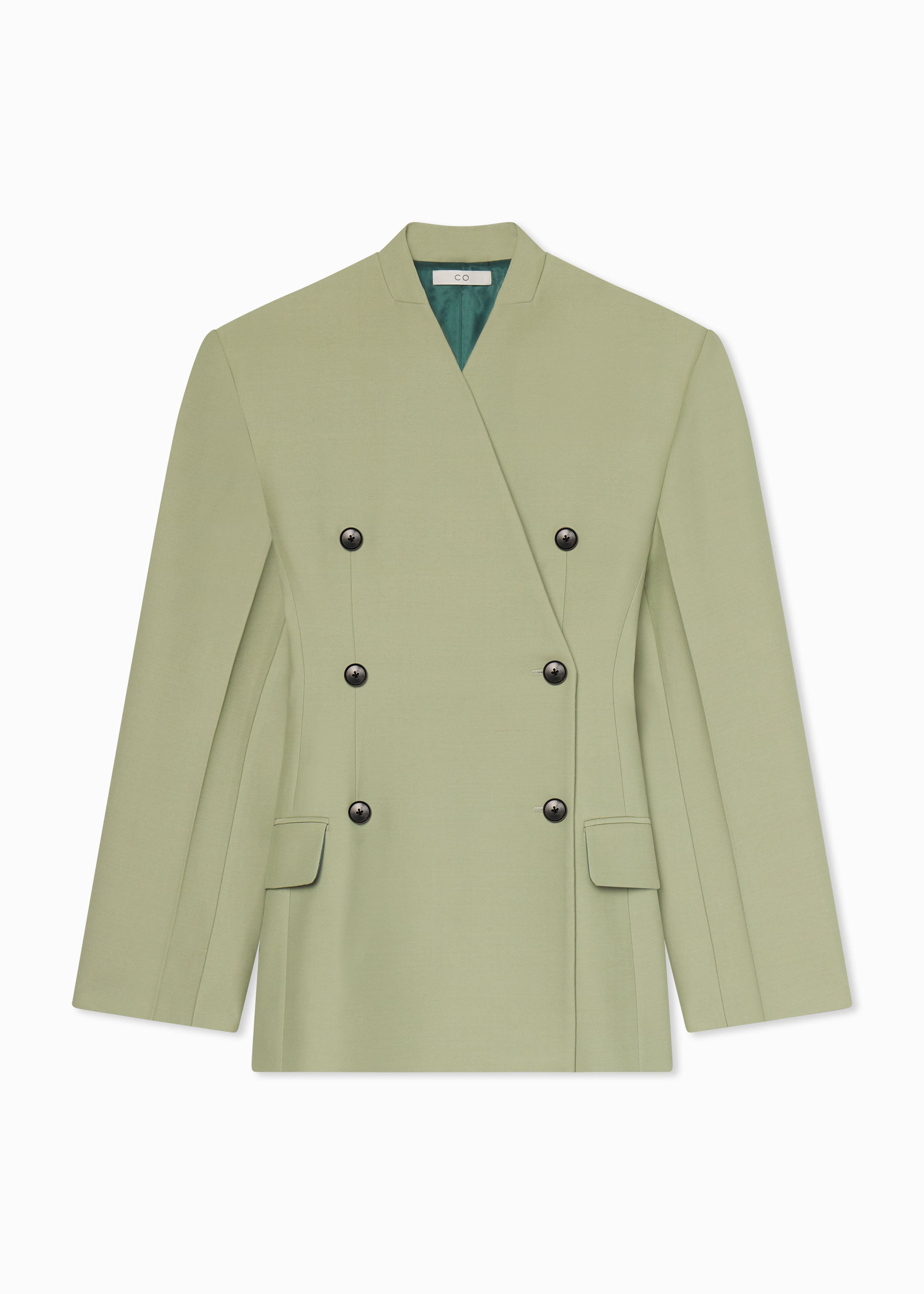 Sculptural Collarless Jacket for Women - Elegant Tea-Length Outerwear for Office, Date Night & Special Occasions