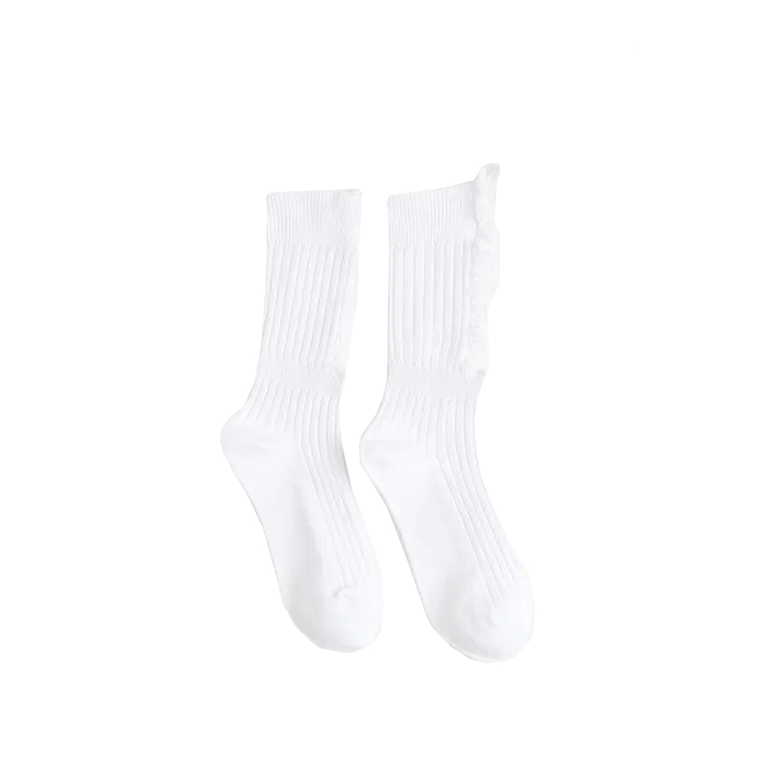 FLOOF Women's Distressed White Socks - Trendy Casual Crew Socks for Everyday Wear, Outfits & Gifts