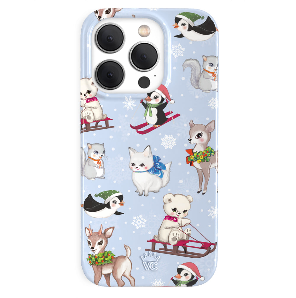 Cute Winter Wonderland Baby Animals iPhone Case - Protective & Stylish Cover for iPhone 12/13/14/15 Pro Max - Perfect Gift for Animal Lovers & Holiday Season