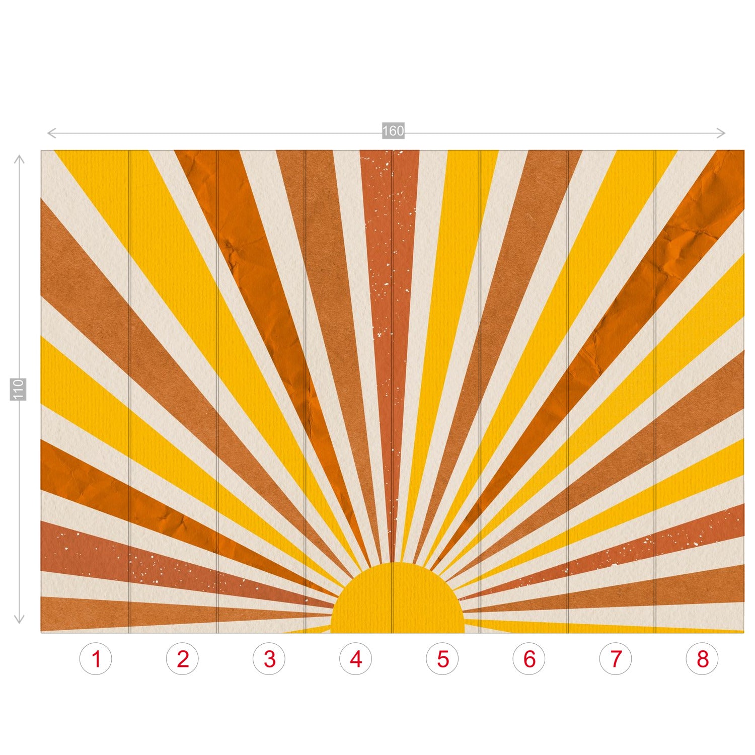Retro Sunburst Wall Mural - Self-Adhesive Bohemian Wall Decor with Organic Inks (4 Size Options) - Perfect for Living Room, Bedroom & Nursery Decor