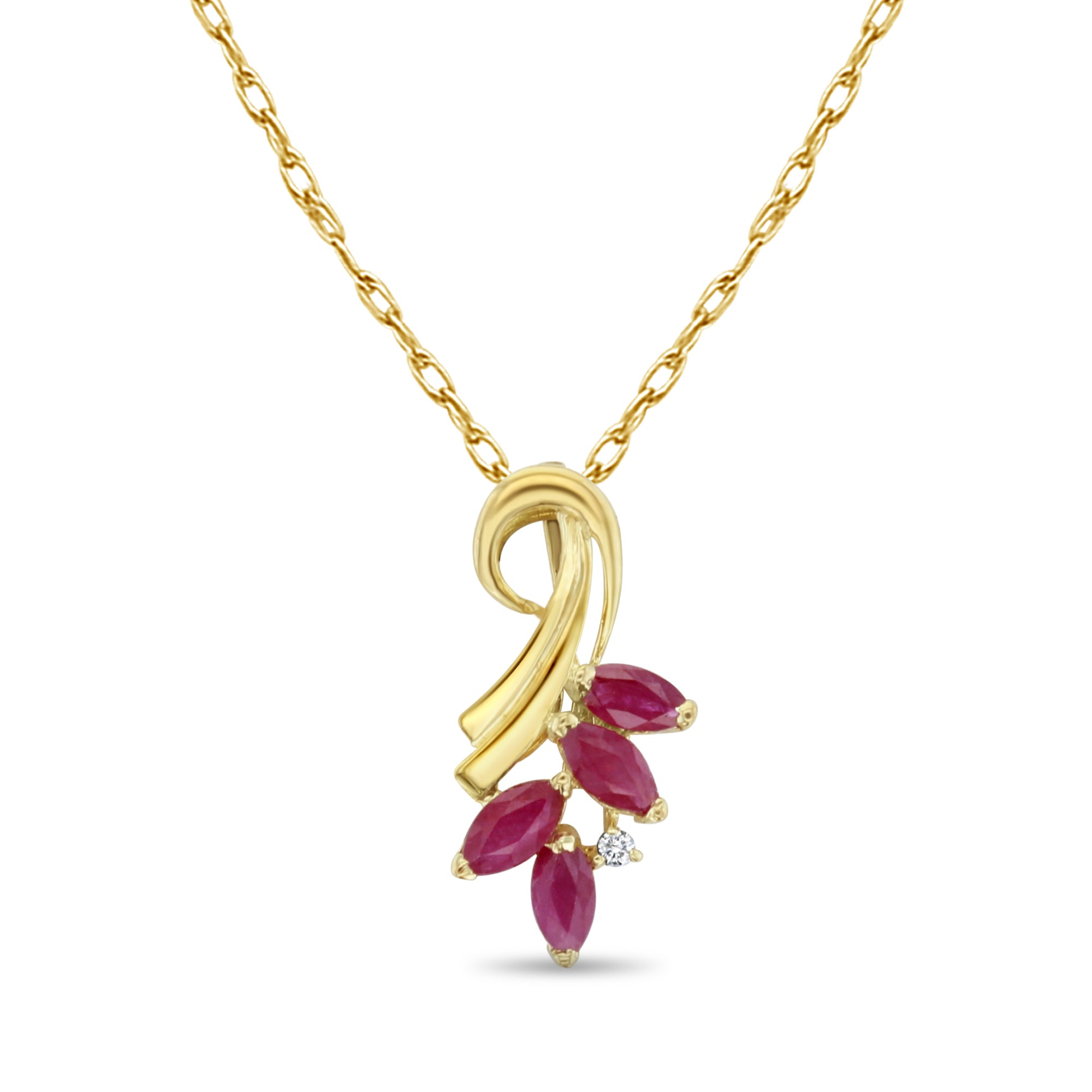 Vintage Marquise Ruby Necklace with Diamond Accent - 18K Gold Plated Elegant Jewelry for Women, Perfect for Weddings, Anniversaries & Special Occasions