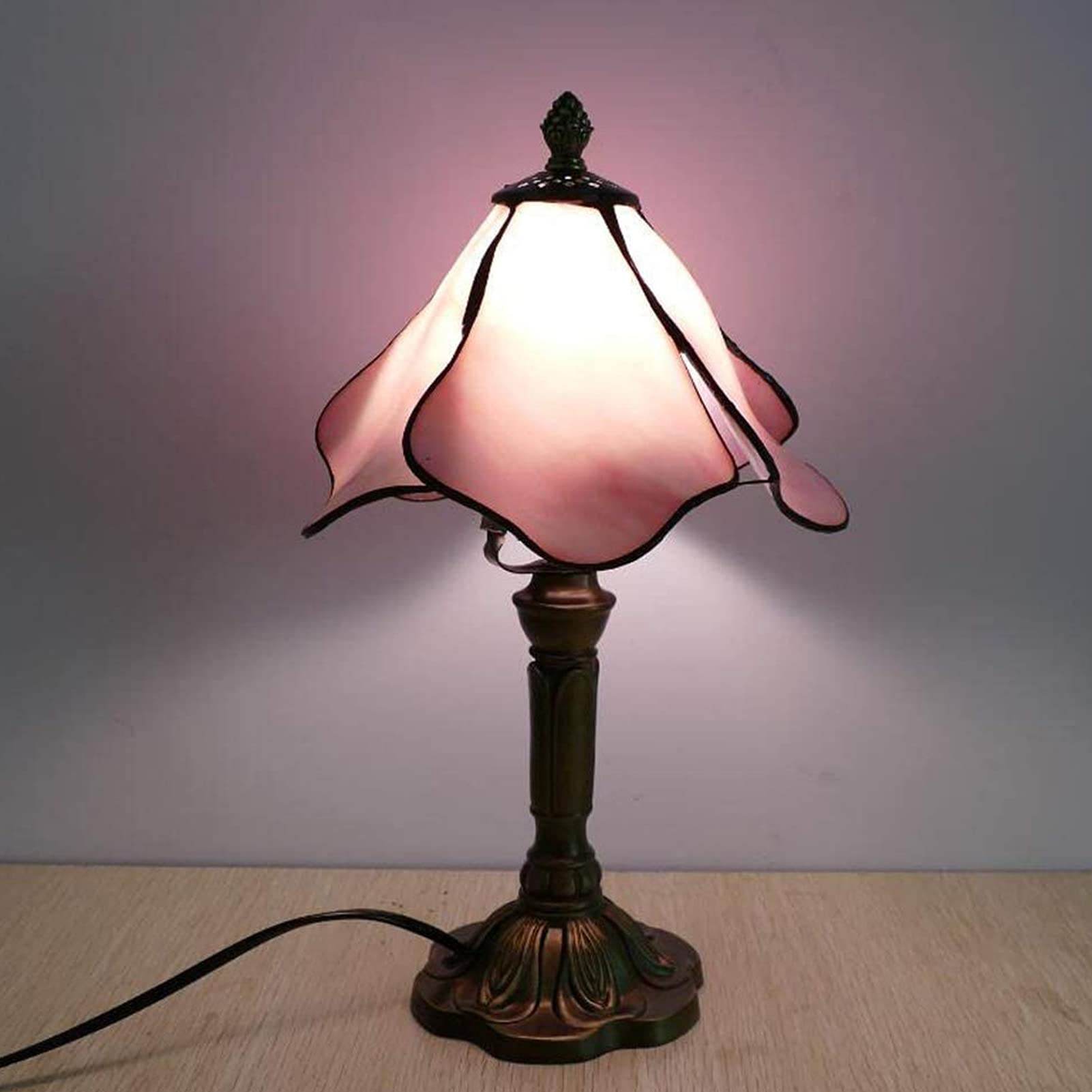European Mediterranean Style Lotus Design Table Lamp with Glass Shade - Elegant Living Room, Bedroom, Restaurant, Bar & Cafe Lighting - Perfect for Nightstand, Bedside & Home Decor