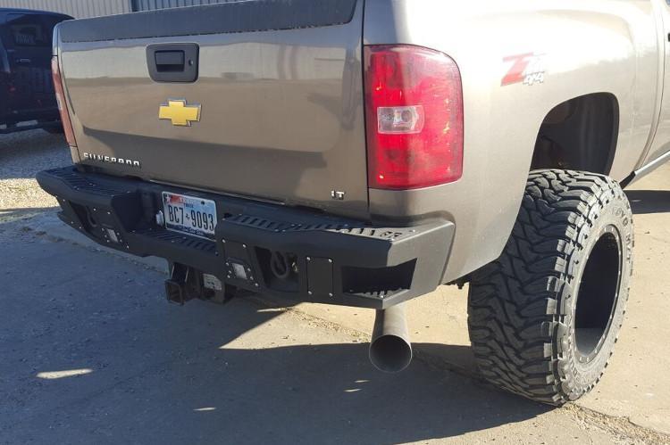 Bodyguard DFC11BNLT Rear Bumper for 2011-2014 GMC Sierra 2500/3500 HD Trucks - Heavy Duty Steel Construction, No Sensor Light Cutouts - Perfect for Off-Roading & Truck Upgrades