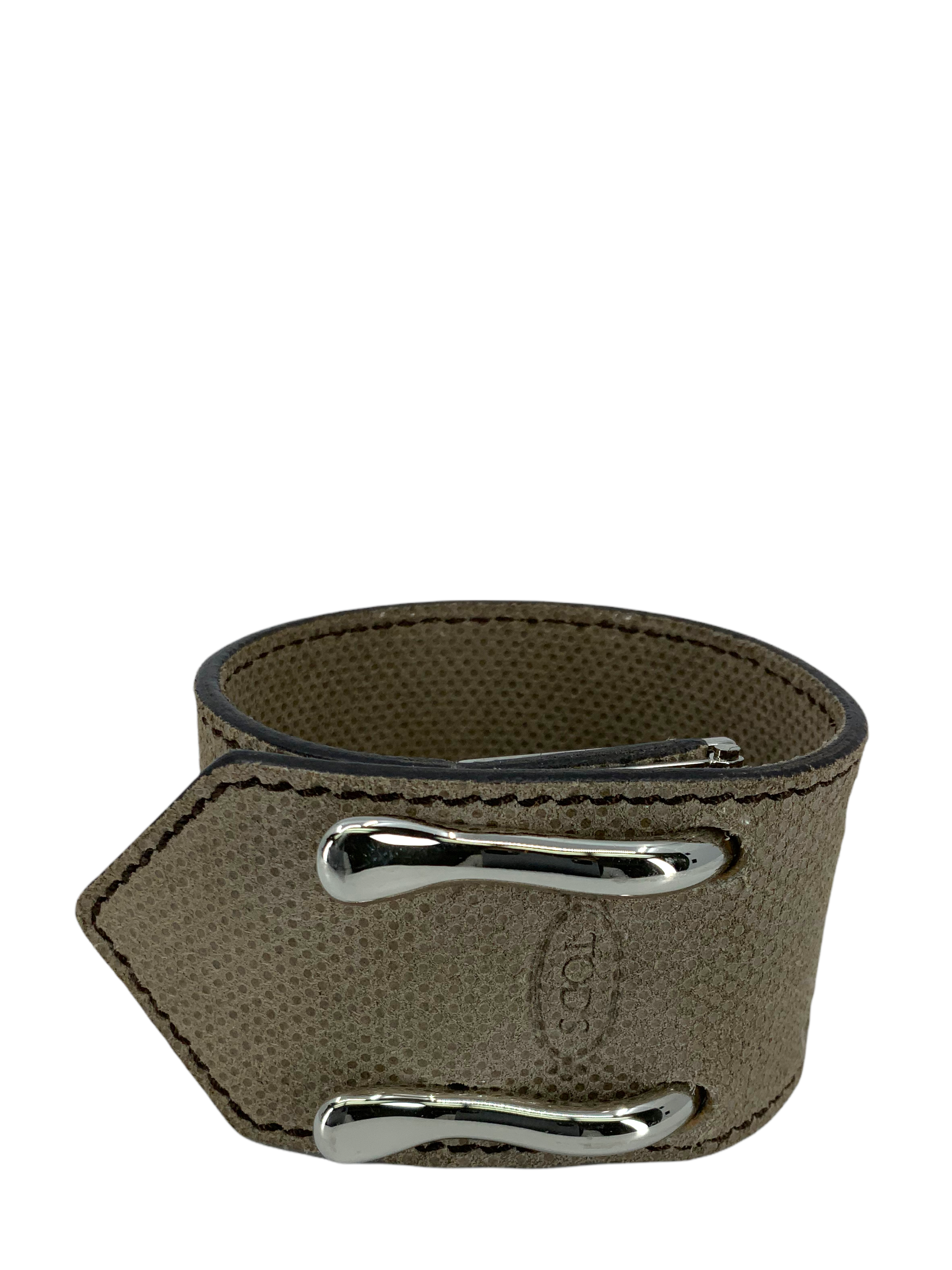 Tod's Genuine Leather Double Hook Cuff Bracelet for Women - Elegant Adjustable Wristband for Casual & Formal Occasions